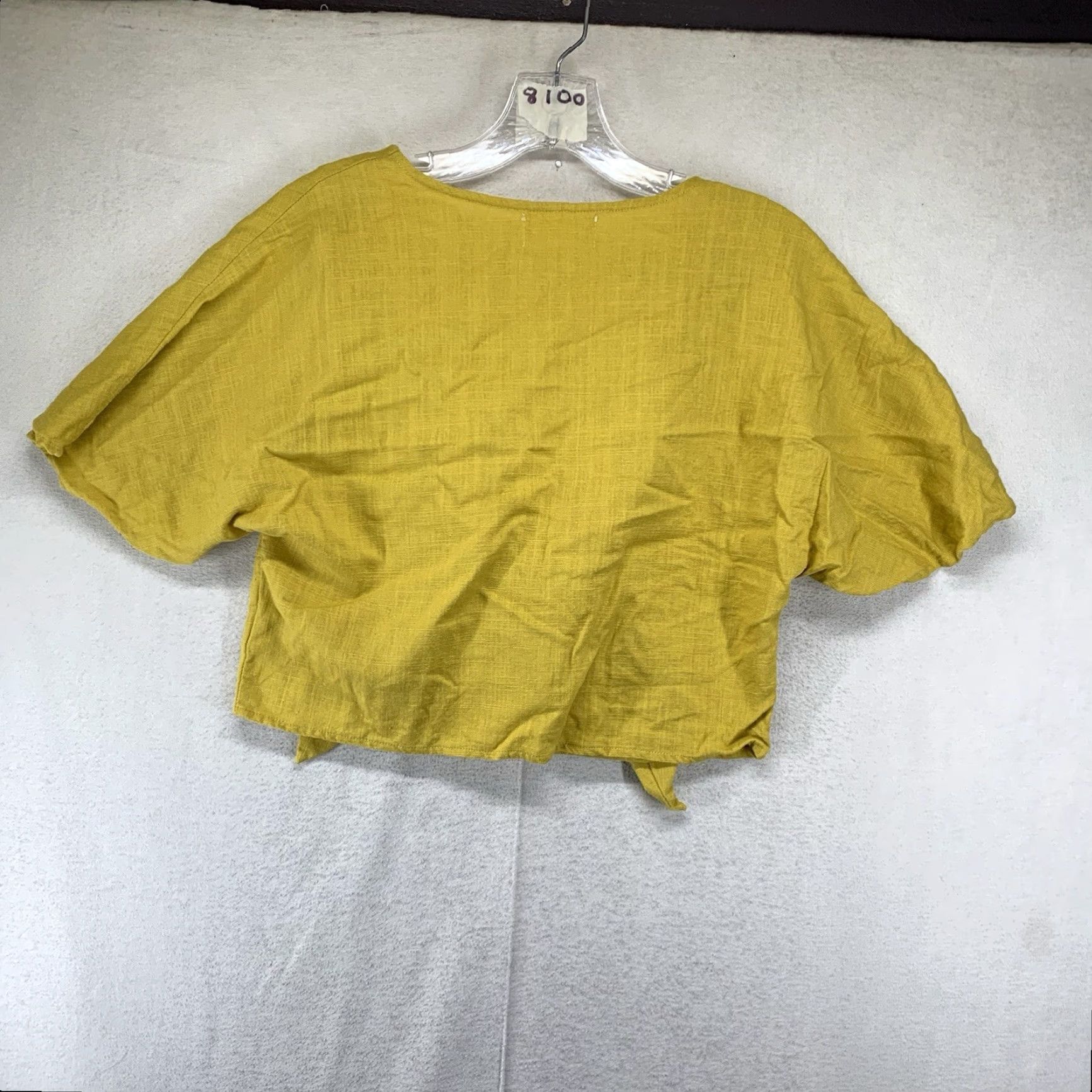 Vintage Love Riche Cropped Blouse Women Small Mustard Yellow V-Neck Cap Sleeve Casual Bohemian Size S / US 4 / IT 40 - 2 Thumbnail