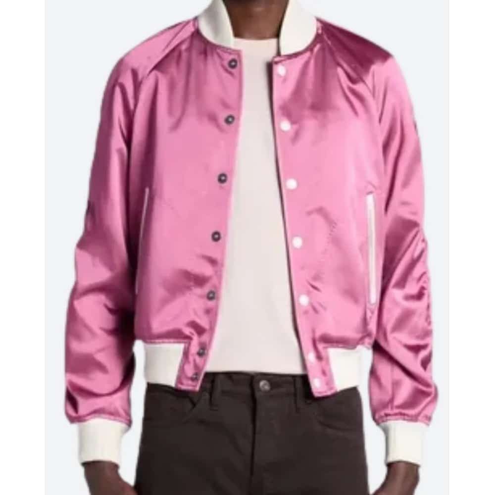 Tom Ford o1loc1c1225 OBS052 Satin Bomber Jacket in Pink Size US XL / EU 56 / 4 - 2 Thumbnail