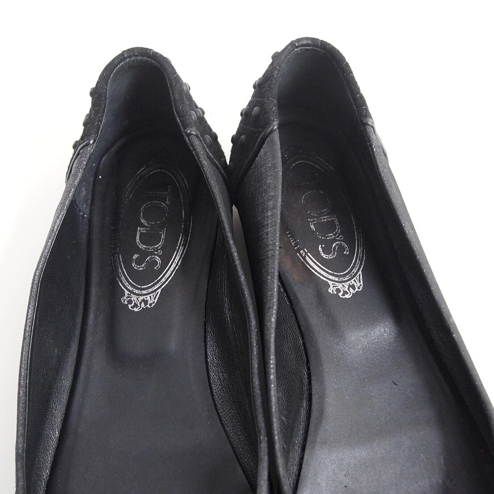 Tod's Tod's Flats Black Suede Waxed Linen Womens EU 38 US 8 Size US 8 / IT 38 - 8 Thumbnail