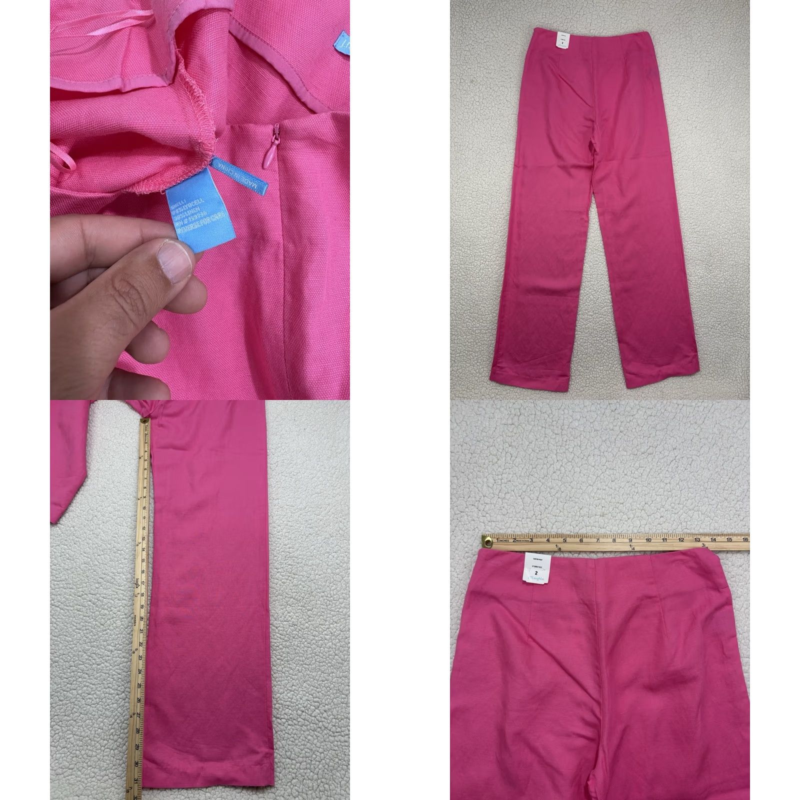 J.McLaughlin J. McLaughlin Pink Linen Blend Suit Set Blazer Pants Womens 2/4 Vintage NWT Size 26" / US 2 / IT 38 - 10 Thumbnail