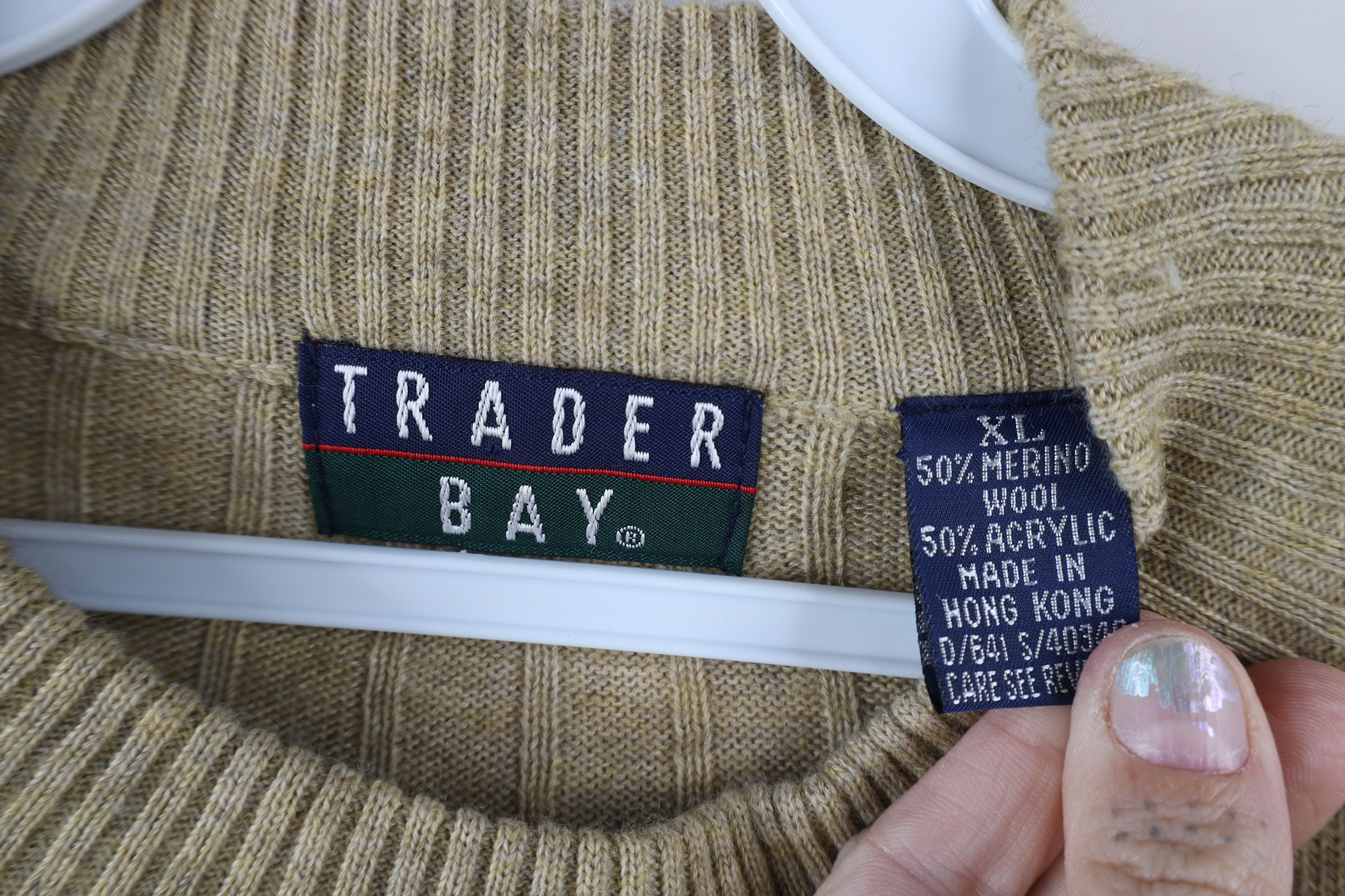 Vintage Vintage 90s Streetwear Wool Blend Ribbed Knit Sweater Beige Size US XL / EU 56 / 4 - 4 Thumbnail