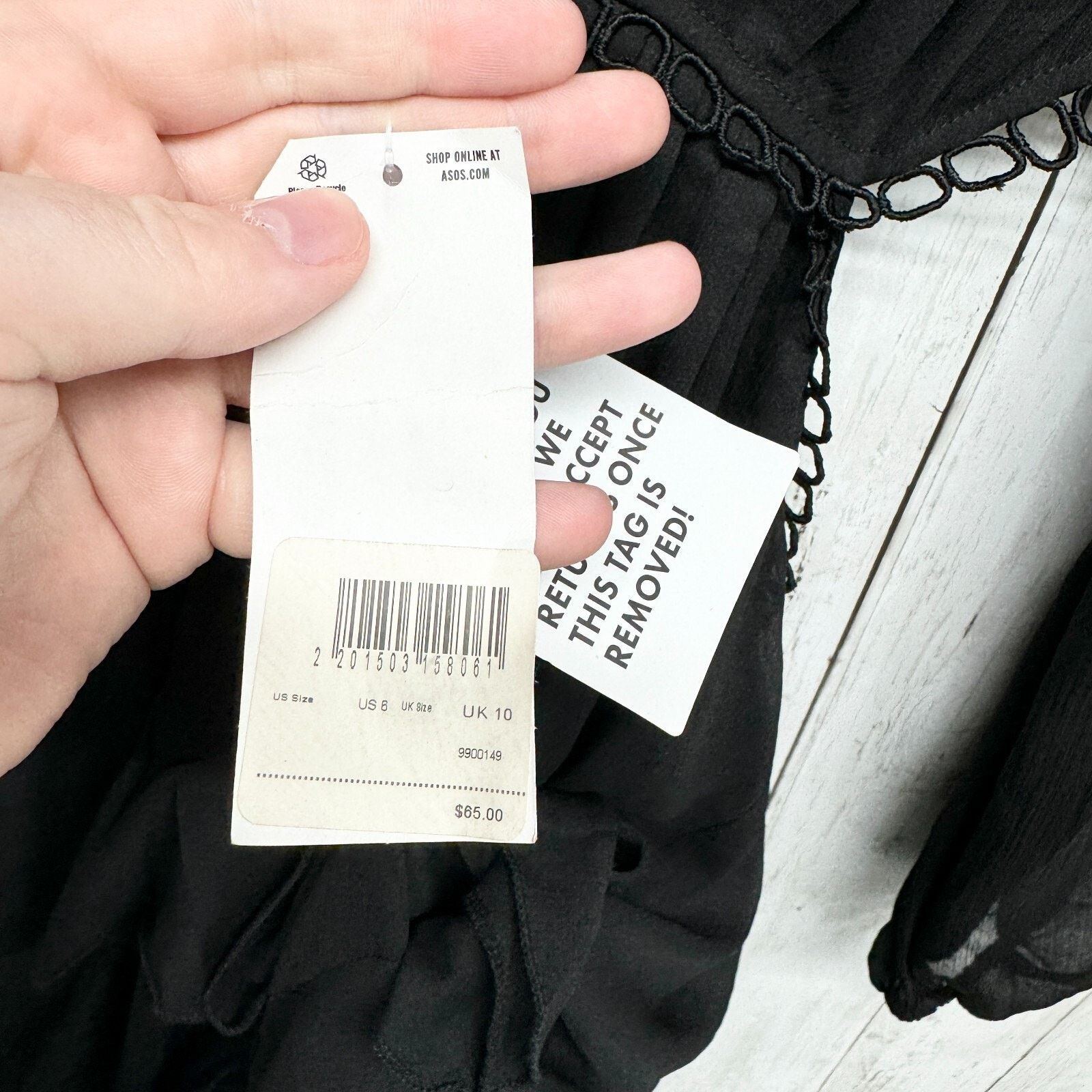 Asos ASOS Dress Sz 6 Mini Laced Open Black Pleated Ruffled Black Size M / US 6-8 / IT 42-44 - 5 Thumbnail