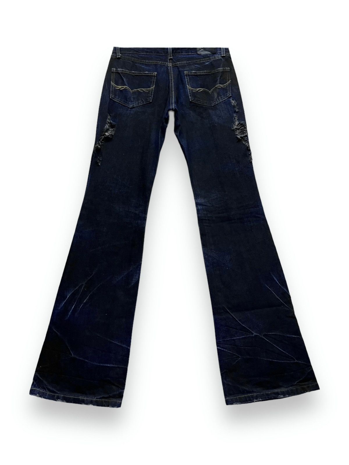 GOSTAR DE FUGA 🔥FUGA Indigo Charcoal Crash Denim Low Rise Skinny FLARE💥 Size US 29 - 6 Thumbnail