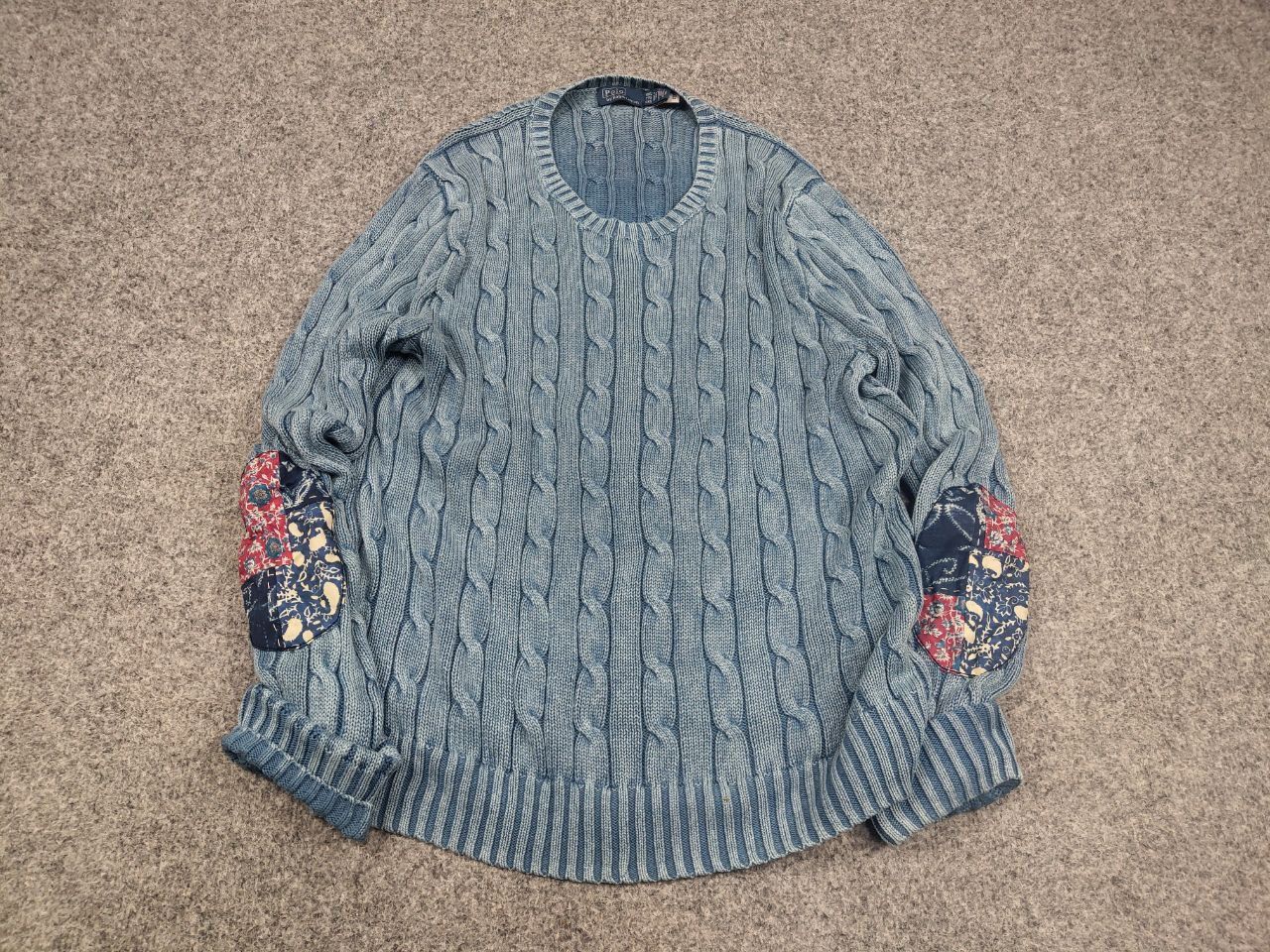 Polo Ralph Lauren Rare Polo Ralph Lauren Indigo Patchwork Elbow Knit Sweater Size XL / US 12-14 / IT 48-50 - 4 Thumbnail