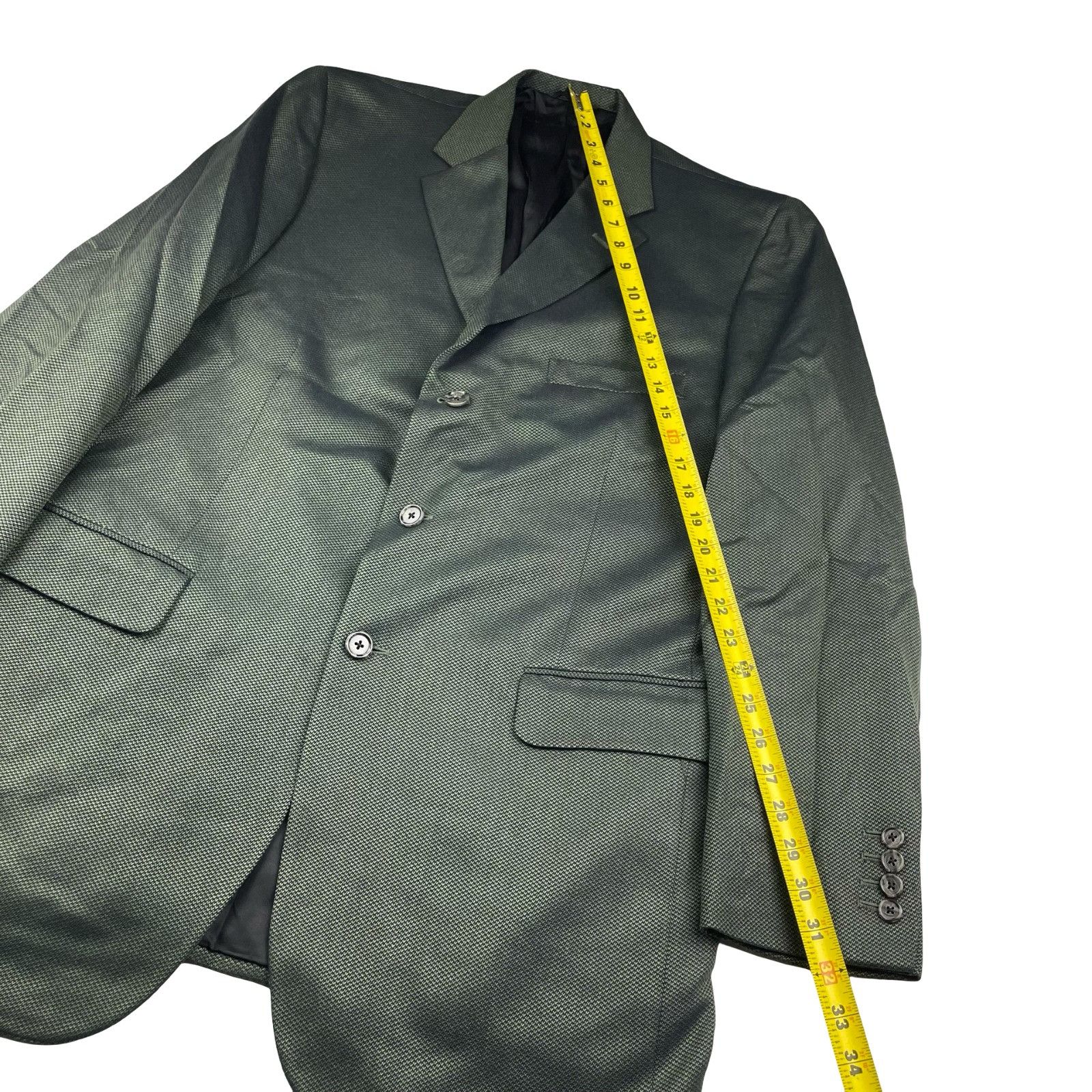 Holland & Sherry Holland & Sherry Men's Bespoke 3-Button Blazer Green Iridesc Size 44L - 10 Thumbnail