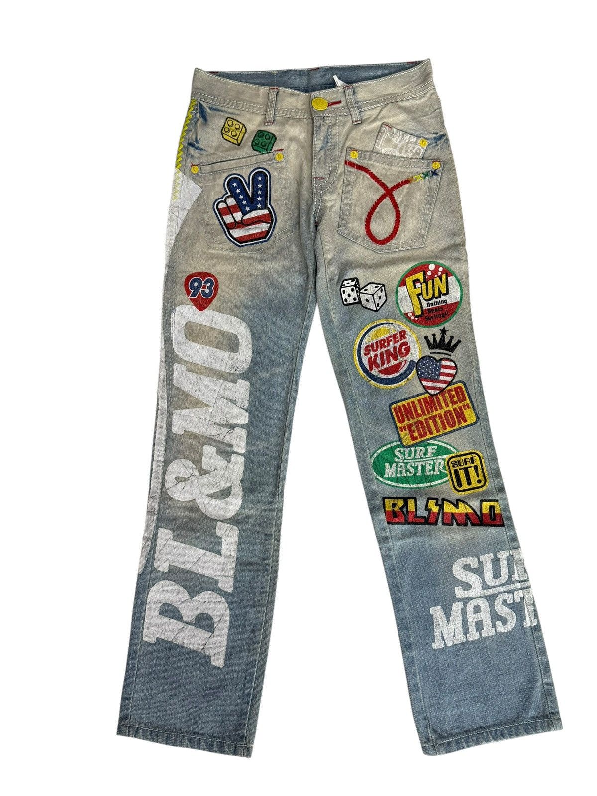 Japanese Brand Y2K Blue Moon Blue Denim Jeans Design Art Hippie Style Size US 28 / EU 44 - 2 Thumbnail