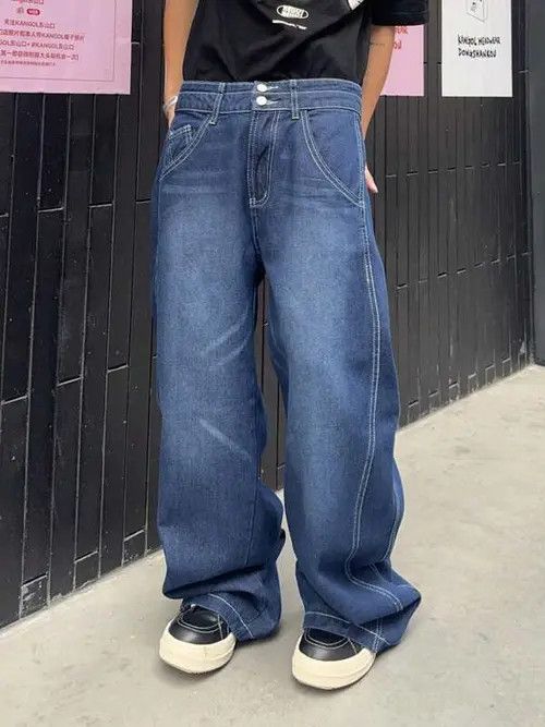 Japanese Brand Washed Baggy Jeans Size US 34 / EU 50 - 4 Thumbnail