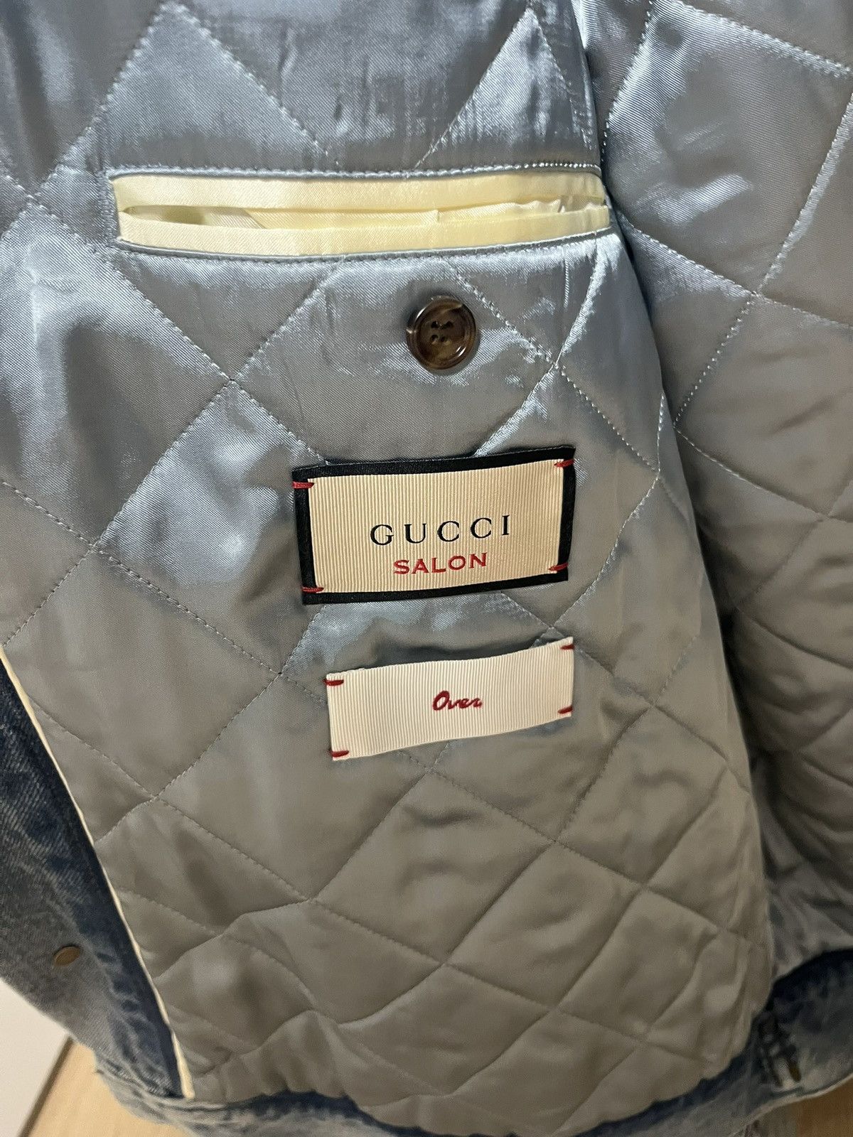 Gucci Gucci Salon Quilted Silk-Lined Oversized Denim Jacket Size US L / EU 52-54 / 3 - 3 Thumbnail