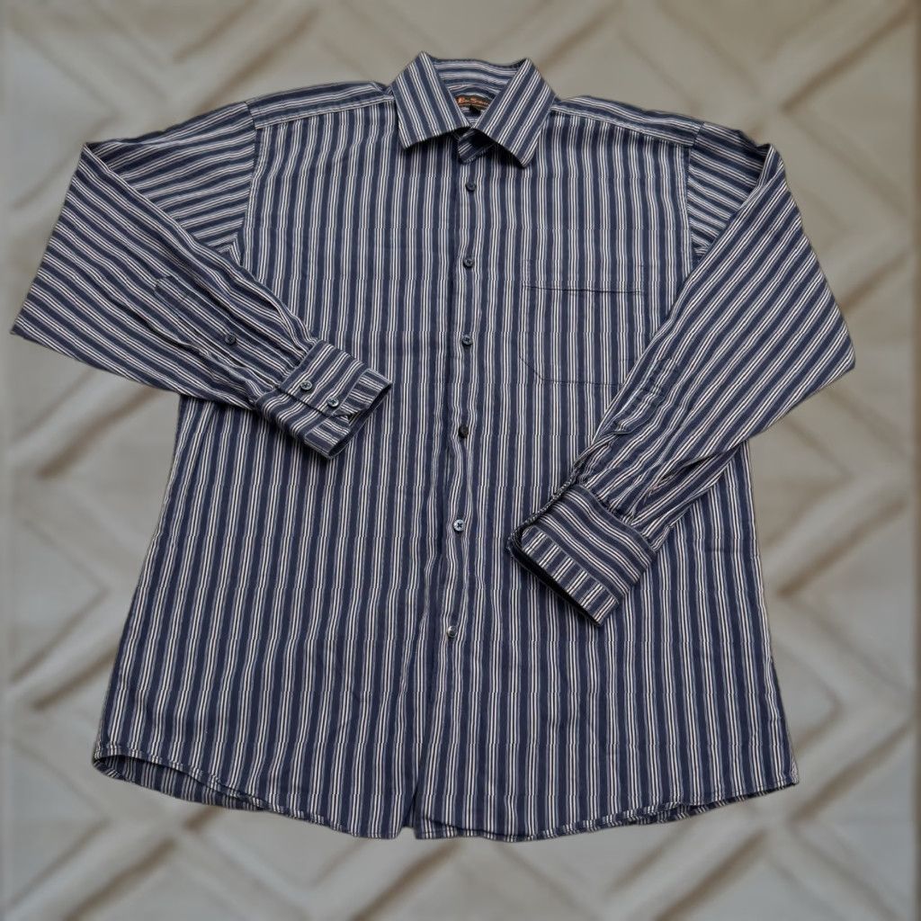 Ben Sherman Ben Sherman Dress Shirt Mens 15.5 Regular Blue Striped Button-Down Long Sleeve Business Casual Size US M / EU 48-50 / 2 - 1 Thumbnail