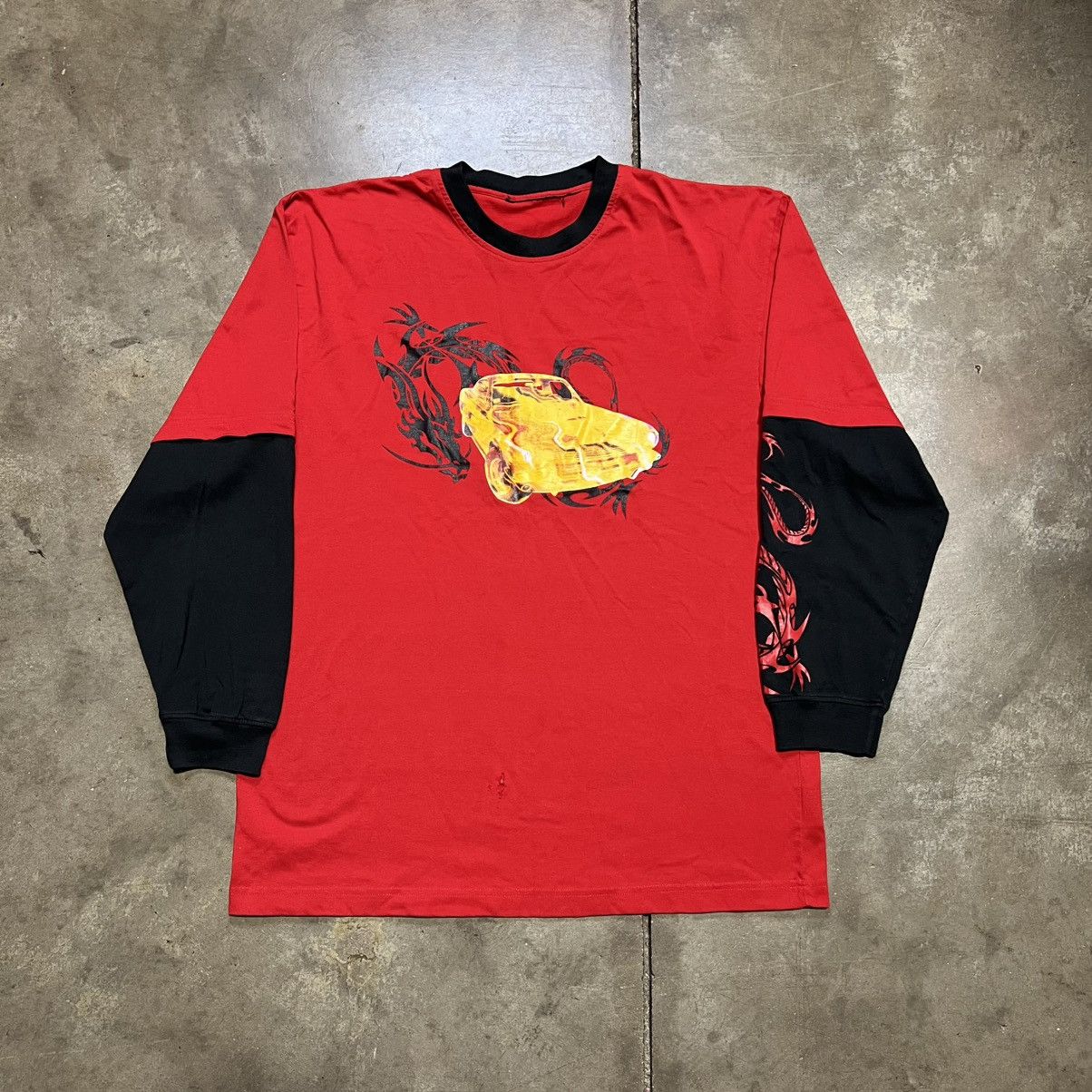Vintage Vintage Tribal Car Double Sleeve Flame Graphic T shirt Y2K Size US M / EU 48-50 / 2 - 1 Thumbnail