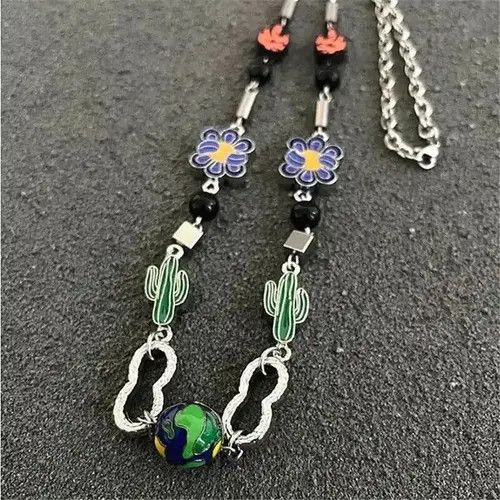 Jewelry Charm Necklace Cactus Chain Jewelry World Art Classic Flame Size ONE SIZE - 1 Thumbnail