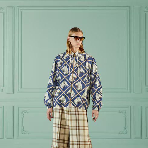 Gucci o1mt1gz0725 Equestrian Print Hooded Jacket in Multicolor Size US L / EU 52-54 / 3 - 4 Thumbnail