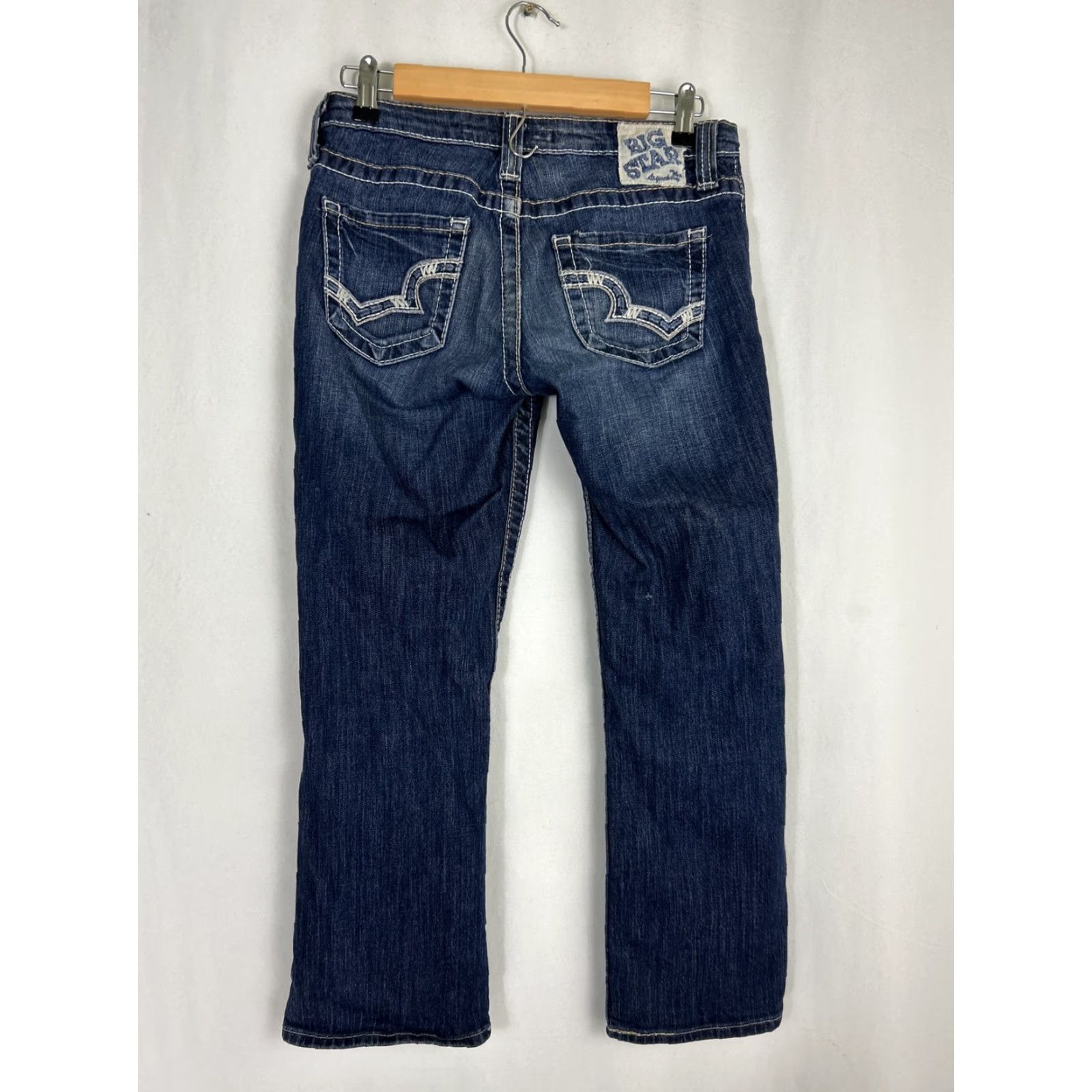 Vintage VINTAGE Big Star Womens Jeans Cropped 27 Dark Wash Distressed Straight Leg 27 Blue Womens Size 27" / US 4 / IT 40 - 7 Thumbnail