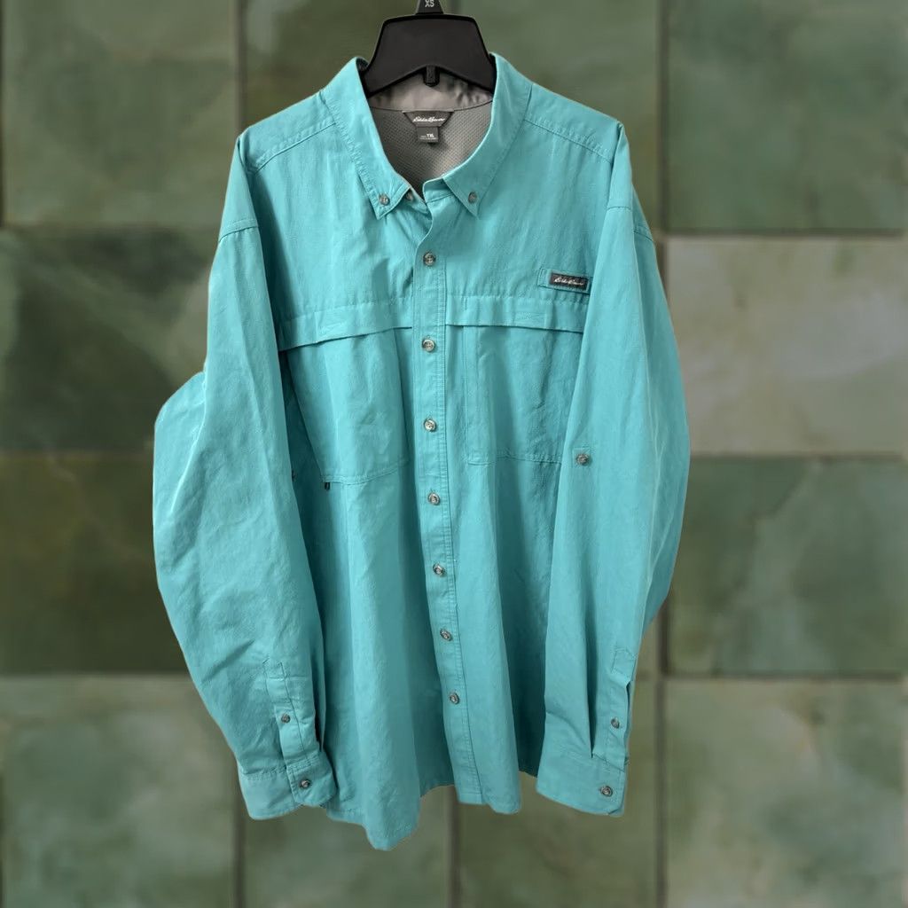 Eddie Bauer Eddie Bauer Shirt Mens XL Aqua Blue Button Down Fishing Outdoor Vented L/S Size US XL / EU 56 / 4 - 1 Thumbnail