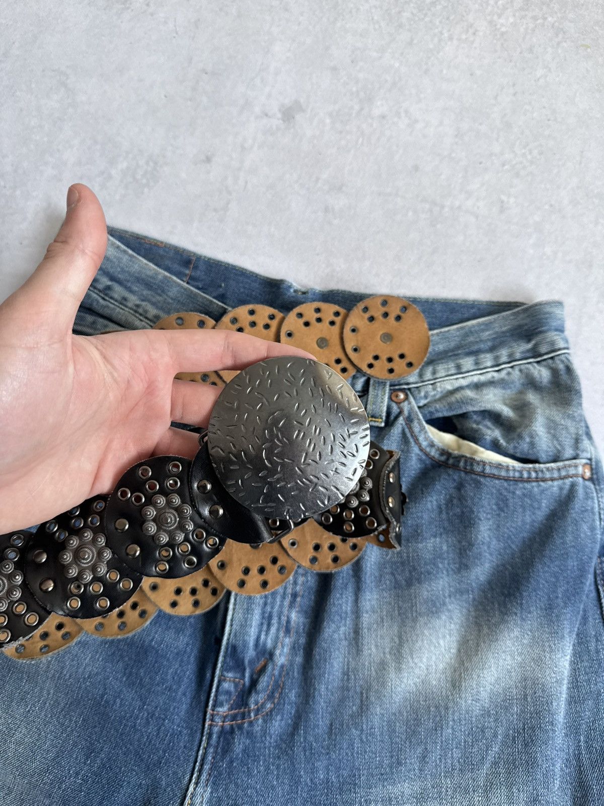 KMRii Vintage KMRii Style Studded Leather Belt Avant-Garde Y2K Size ONE SIZE - 5 Thumbnail