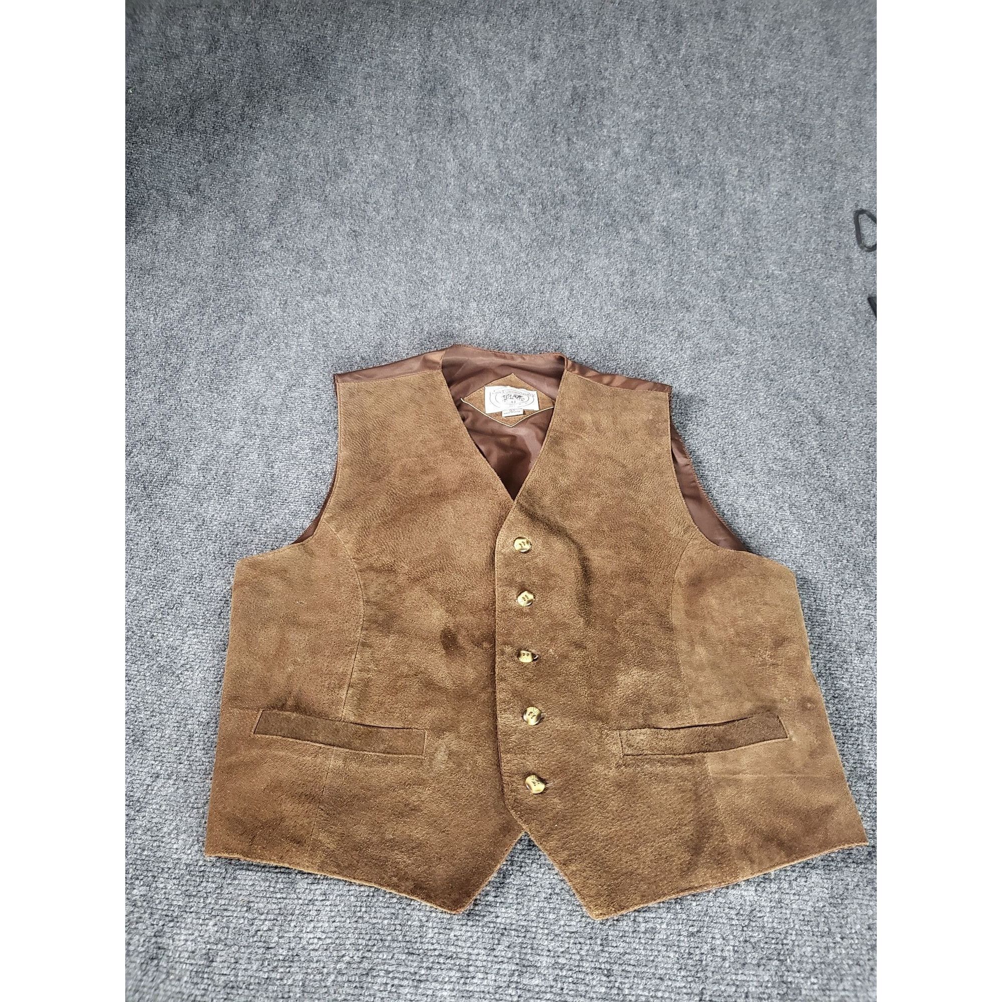 John Ashford Vintage John Ashford Sport Western Suede Leather Vest Men Sz Size US L / EU 52-54 / 3 - 1 Thumbnail