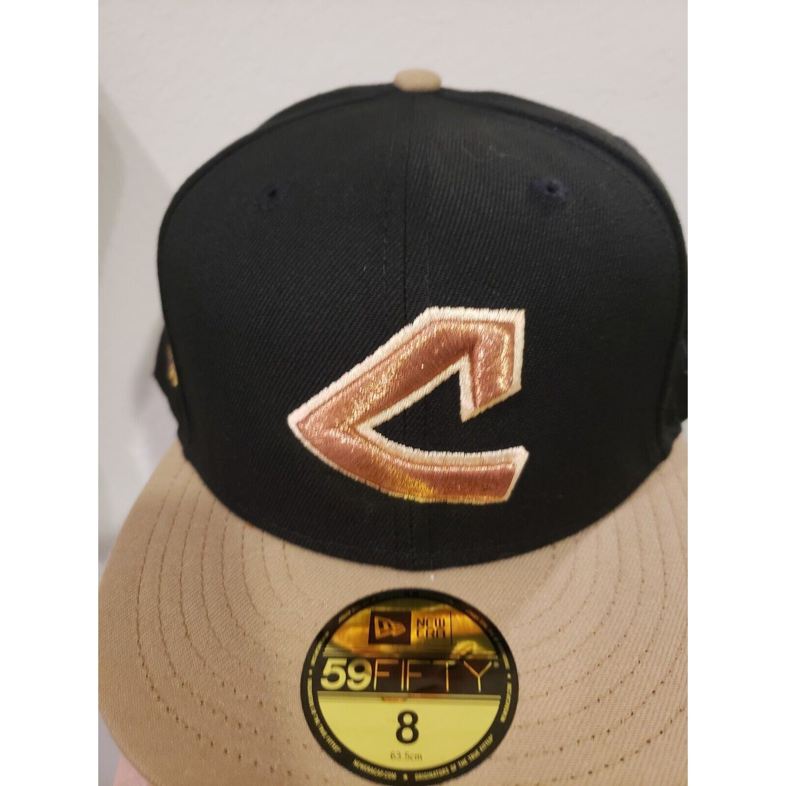 New Era Cleveland Indians Hat 100 Seasons 5950 Size 8 Gold New Era Size ONE SIZE - 2 Thumbnail
