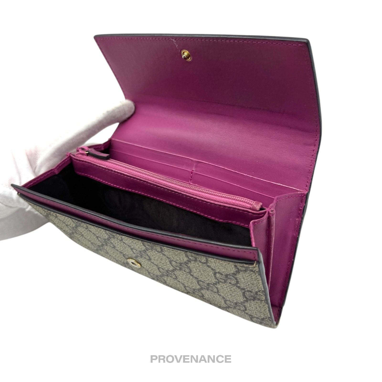 Gucci 🔴 Gucci Snap Long Wallet - GG Supreme Red Pink Size ONE SIZE - 9 Thumbnail
