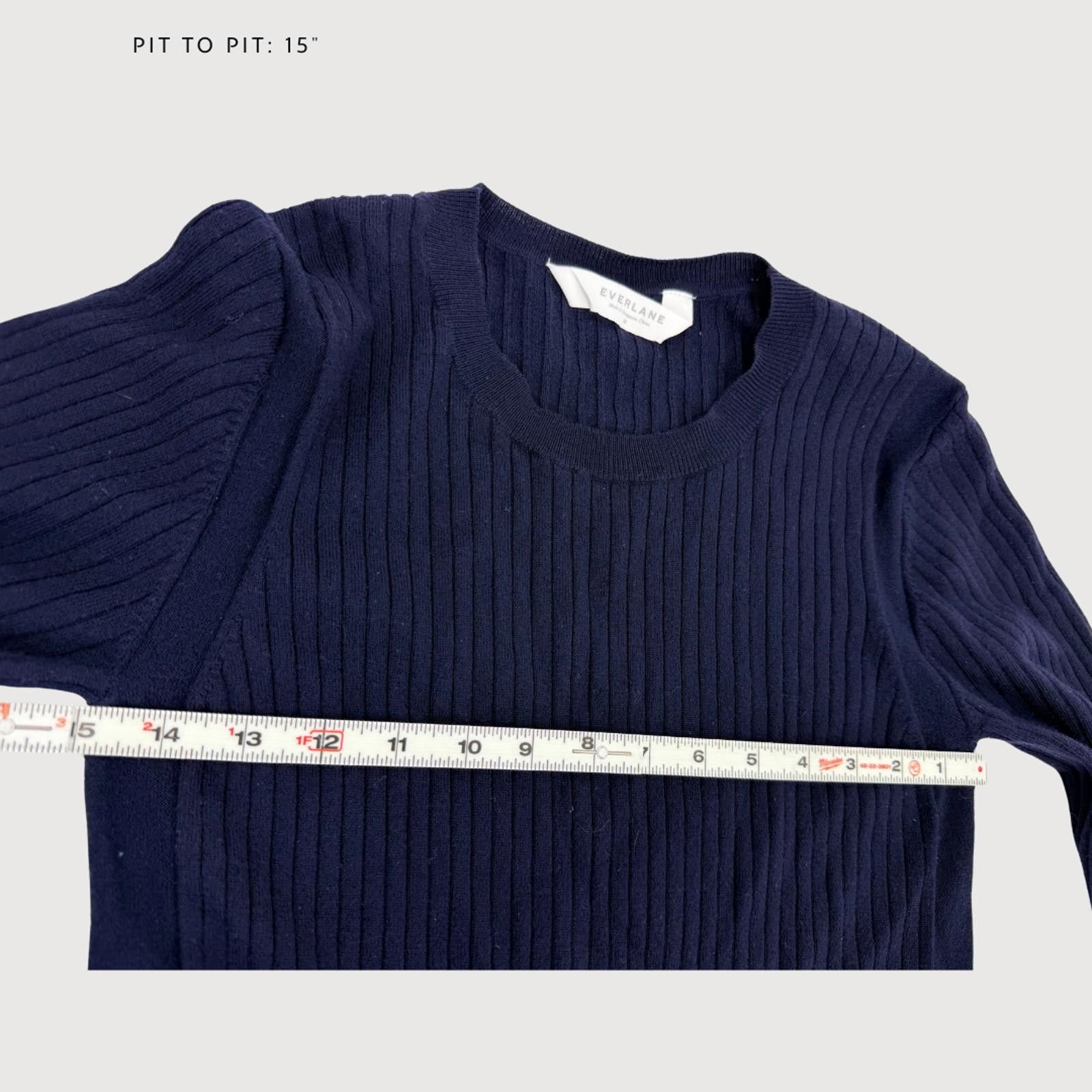 Everlane Everlane Ribbed Wool Sweater Dress Navy Long Sleeve M Size M / US 6-8 / IT 42-44 - 6 Thumbnail