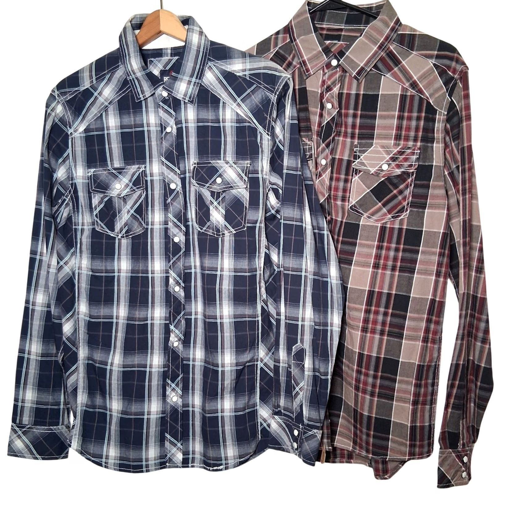 Vintage VINTAGE Red Snap Clothing Company Western Shirt Pair Men Medium Plaid Red Blue Ranch NEW Size US M / EU 48-50 / 2 - 2 Thumbnail