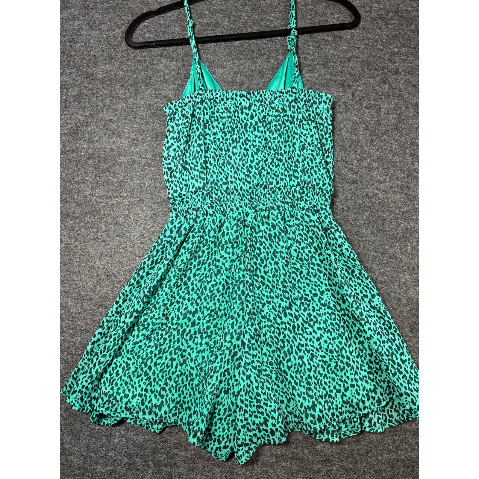 Rains Blue Rain Green Leopard Print Romper Flowy Size XS #0486 Size 24" / US 00 / IT 34 - 2 Thumbnail