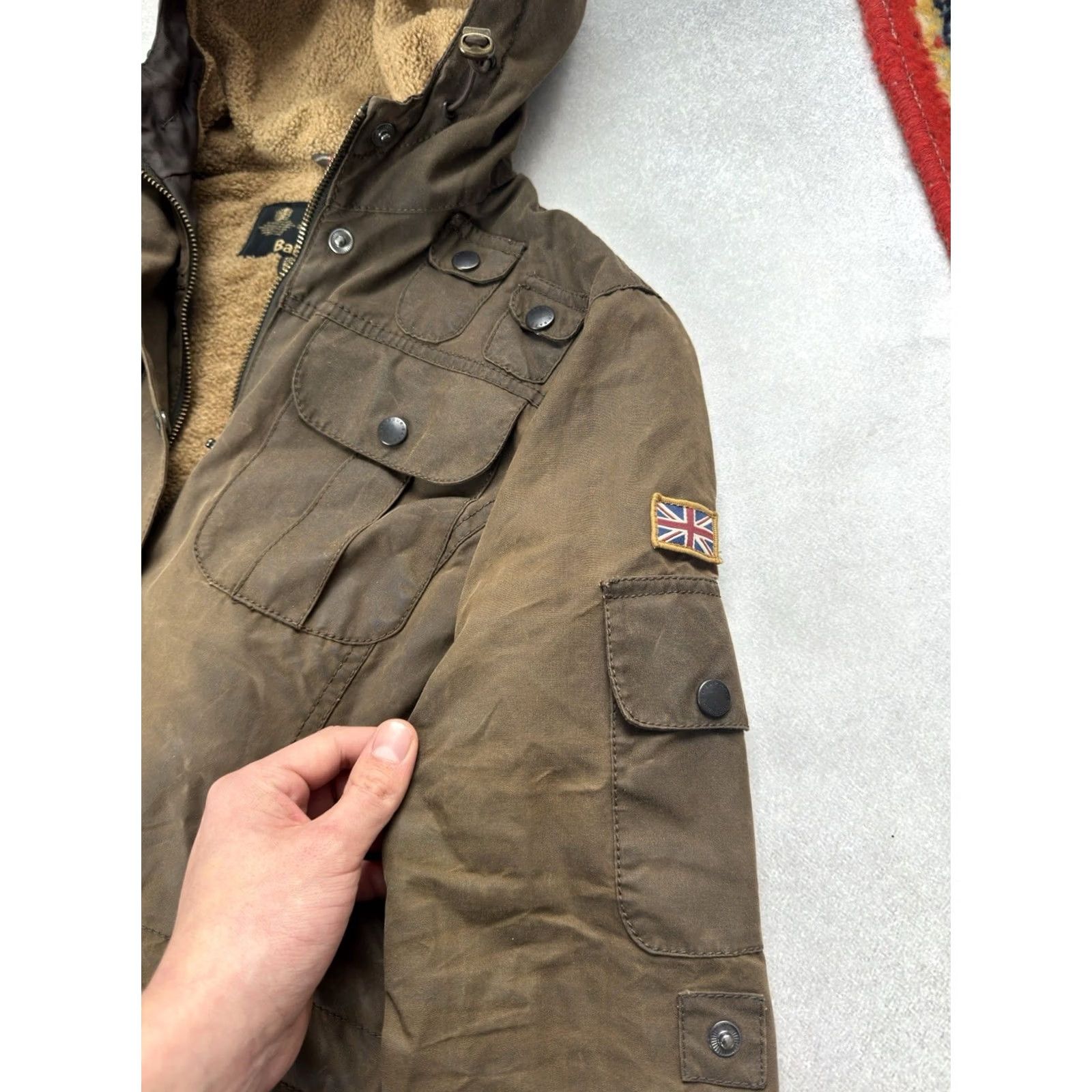 Barbour VINTAGE Barbour Jacket Parka Wax Cotton Brown Women's Coat Hooded Size UK 12 US 8 M Brown 90s Retro Vintage Barbour Clothes Womens Parka Jacket Size M / US 6-8 / IT 42-44 - 6 Thumbnail