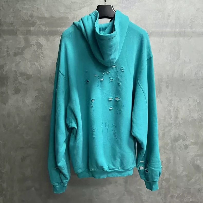 Balenciaga Balenciaga Sky blue monogrammed ripped hoodie Size US XS / EU 42 / 0 - 2 Thumbnail