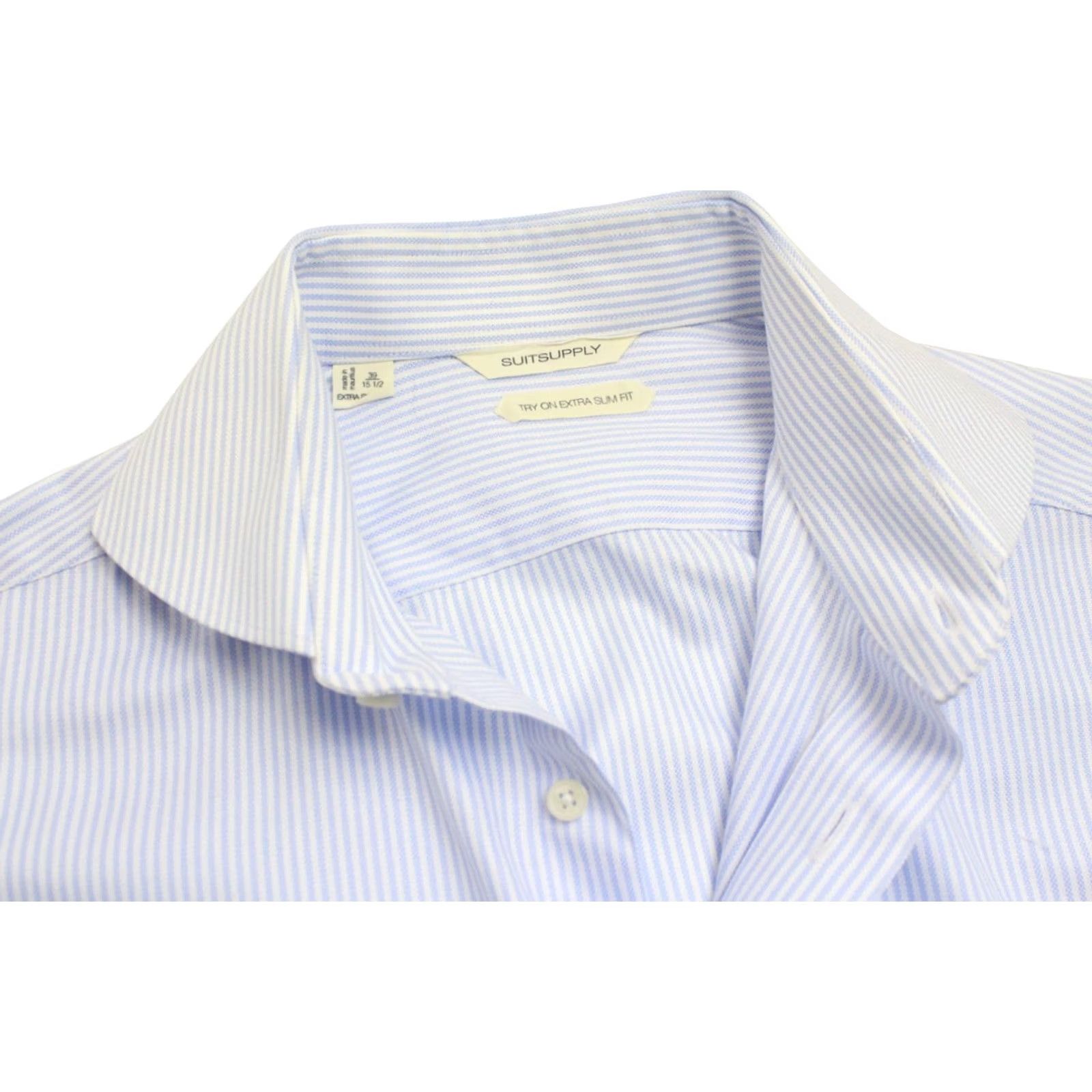 Suitsupply SUITSUPPLY Shirt Men's 39 / 15 1/2 Pinstriped Try On Extra Slim Fit Formal Size 40R - 4 Thumbnail