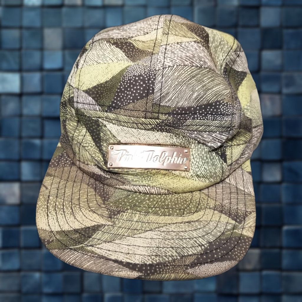 Pinko Pink Dolphin Hat Cap Strap Back 5 Panel Green Camo Metal Plate Streetwear Mens Size ONE SIZE - 1 Thumbnail