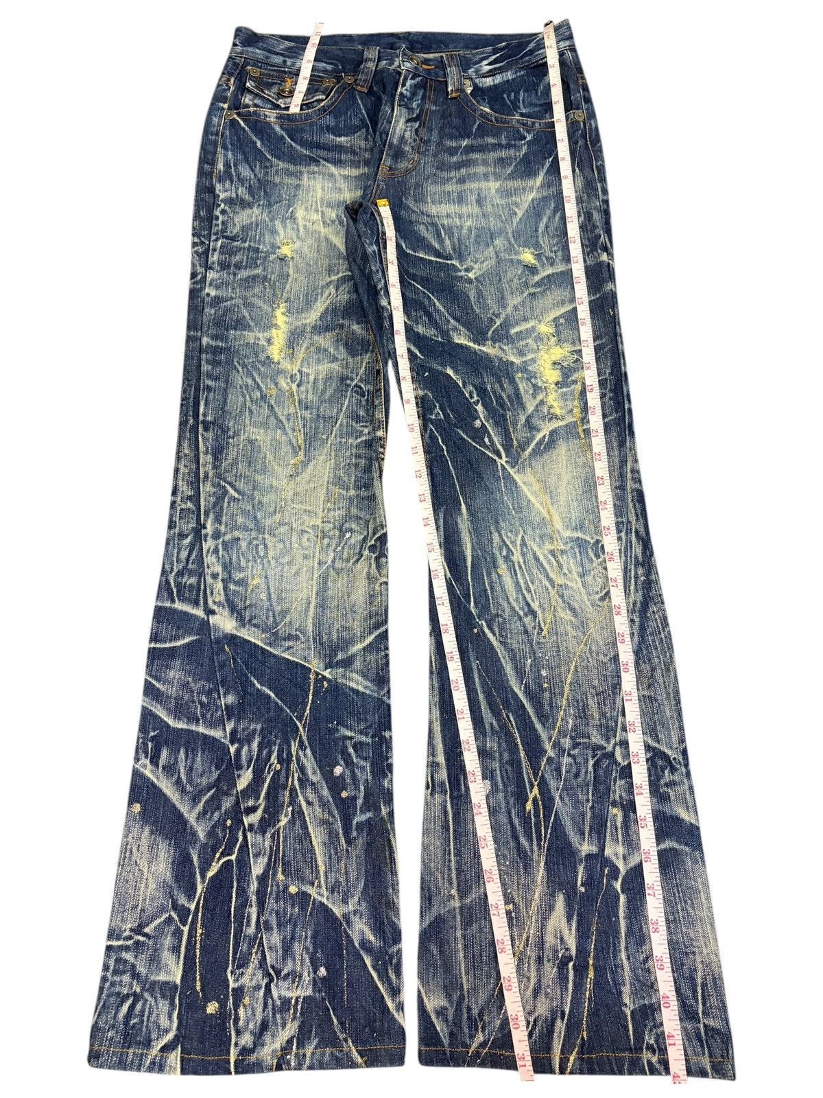 If Six Was Nine Vintage Japanese Brand Rusty Wash Distress Flare Jeans Size US 31 - 7 Thumbnail