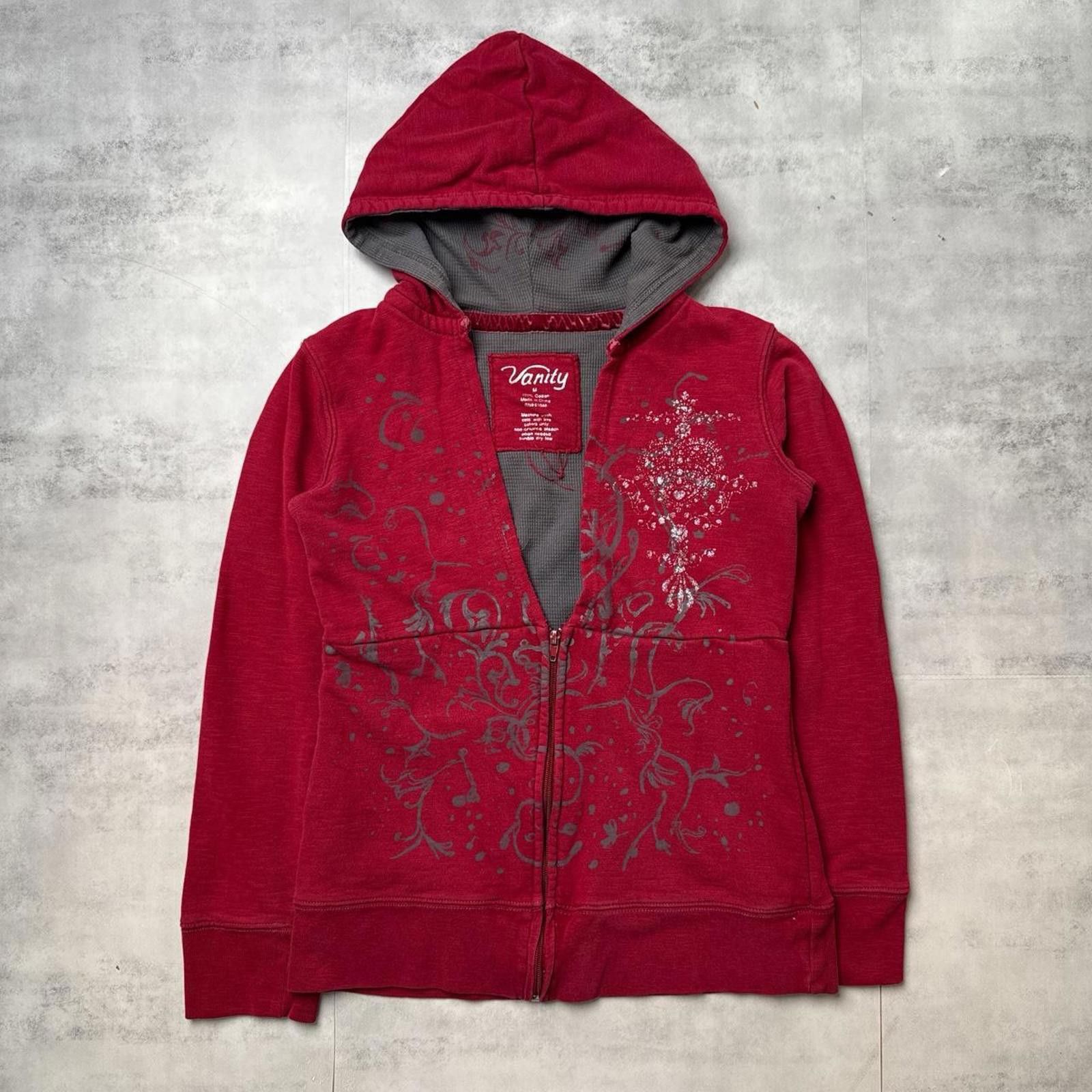 Other Y2K Vanity Grunge Red Zip Up Hoodie Jacket Size M / US 6-8 / IT 42-44 - 1 Thumbnail