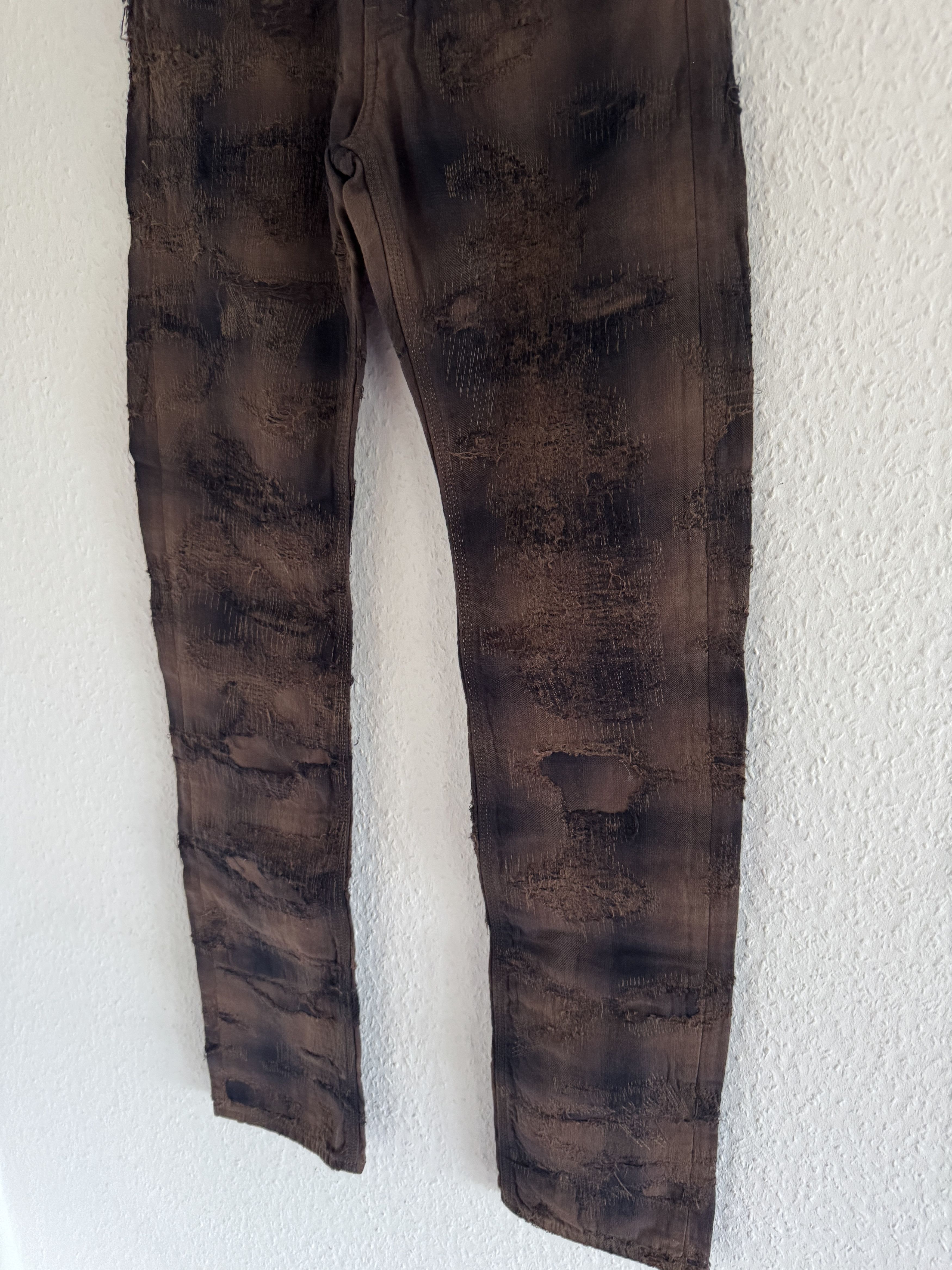 Givenchy SS22 Boro Distress Checker Plaid Straight Leg Pants Size US 26 / EU 42 - 3 Thumbnail