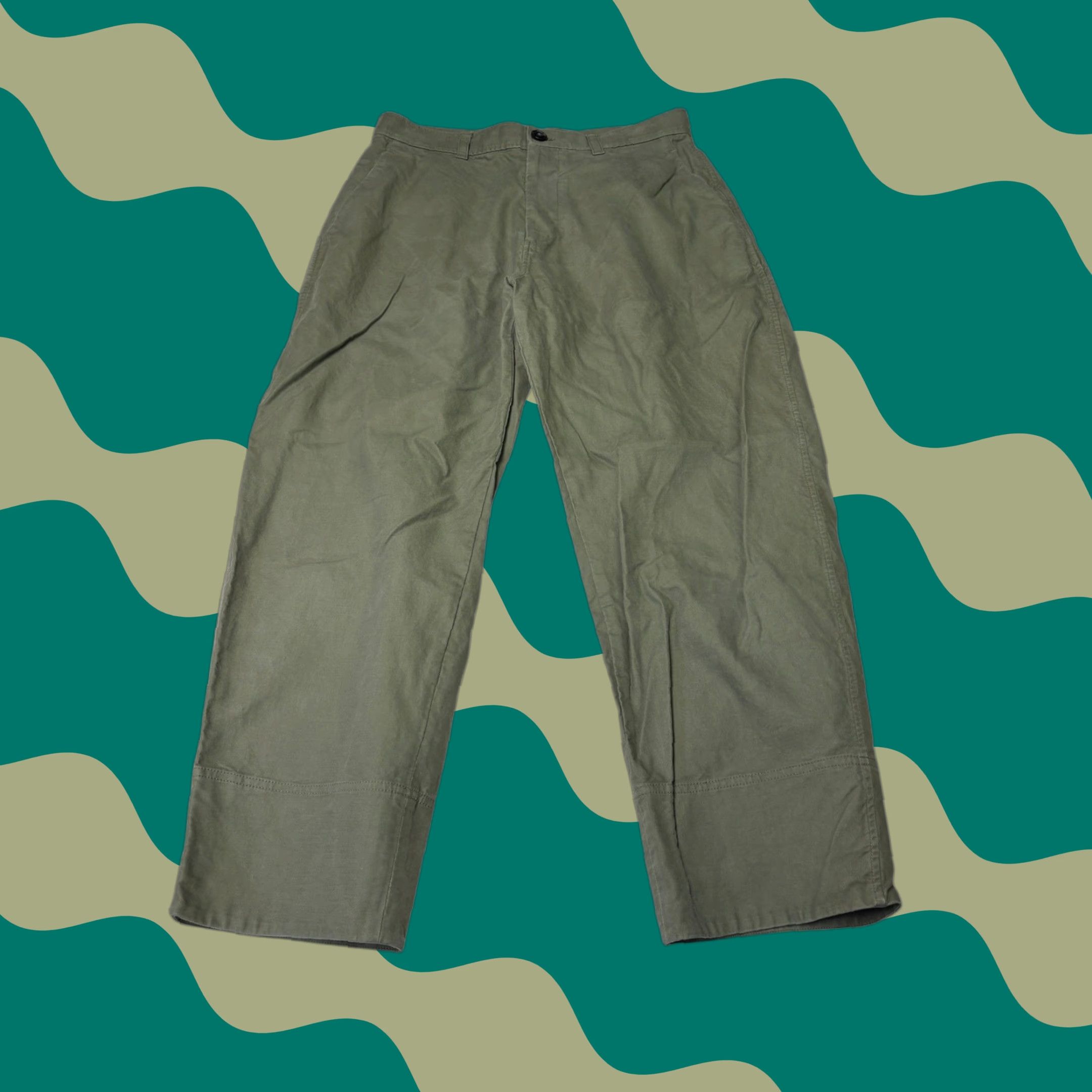 Cos COS Women Olive Green Wide Leg Trousers High Rise Straight Pants 33R x L26 Size 24" / US 00 / IT 34 - 1 Thumbnail