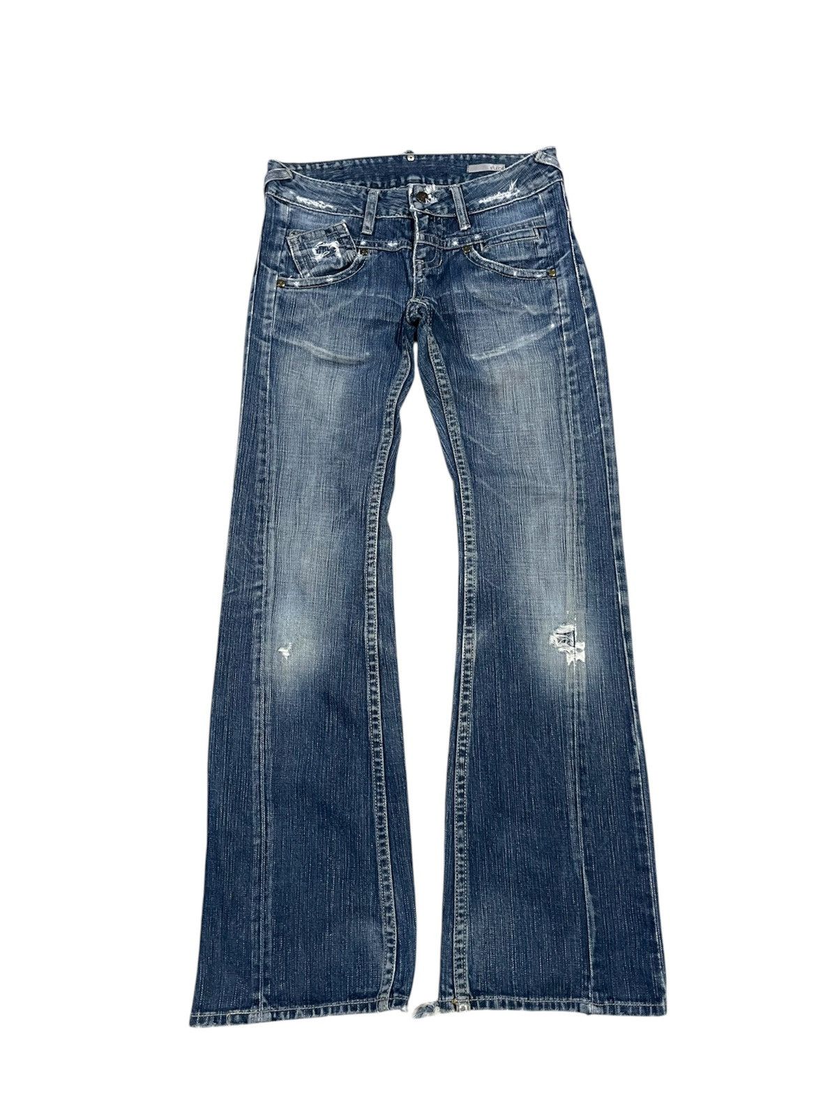 If Six Was Nine 2000s HYSTERIC GLAMOUR STYLE DISTRESSED FLARE DENIM JEANS Size 27" / US 4 / IT 40 - 2 Thumbnail