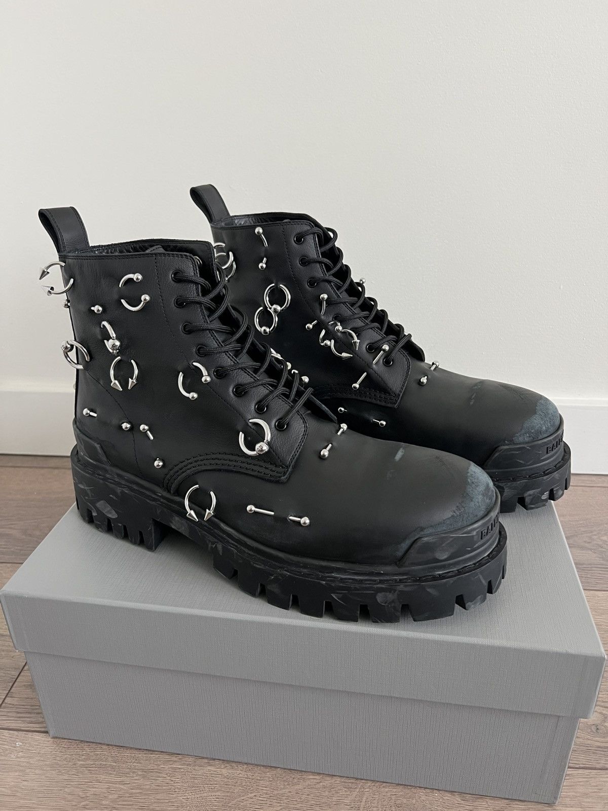 Balenciaga Balenciaga Leather Strike Piercing Boot 45 Size US 12 / EU 45 - 19 Thumbnail
