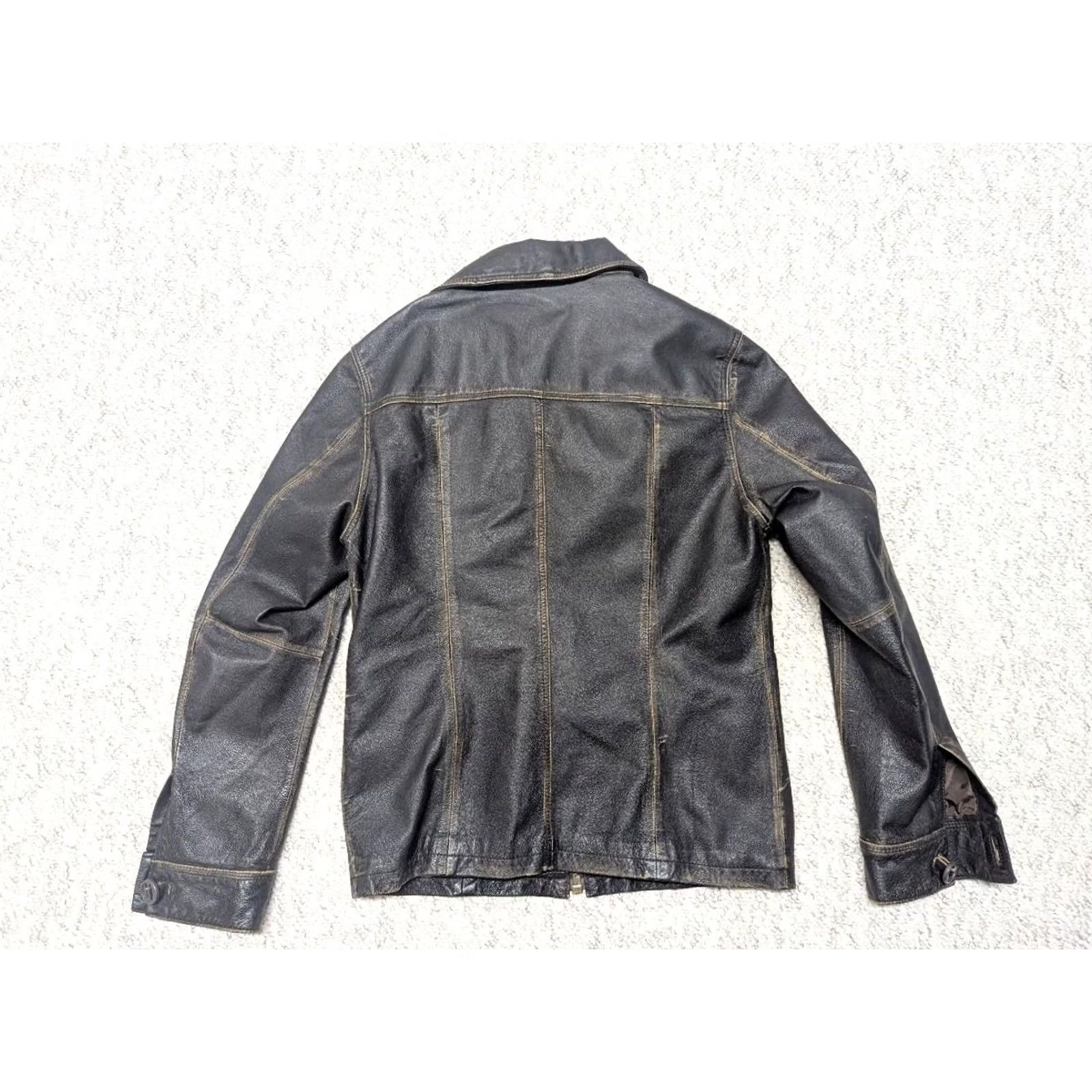 Aeropostale VINTAGE Aeropostale jacket Leather Jacket Mens S 36 brown six pocket front patina 1990s MAD MAX motorcycle coat Y2K vintage flight jacket Size US S / EU 44-46 / 1 - 3 Thumbnail