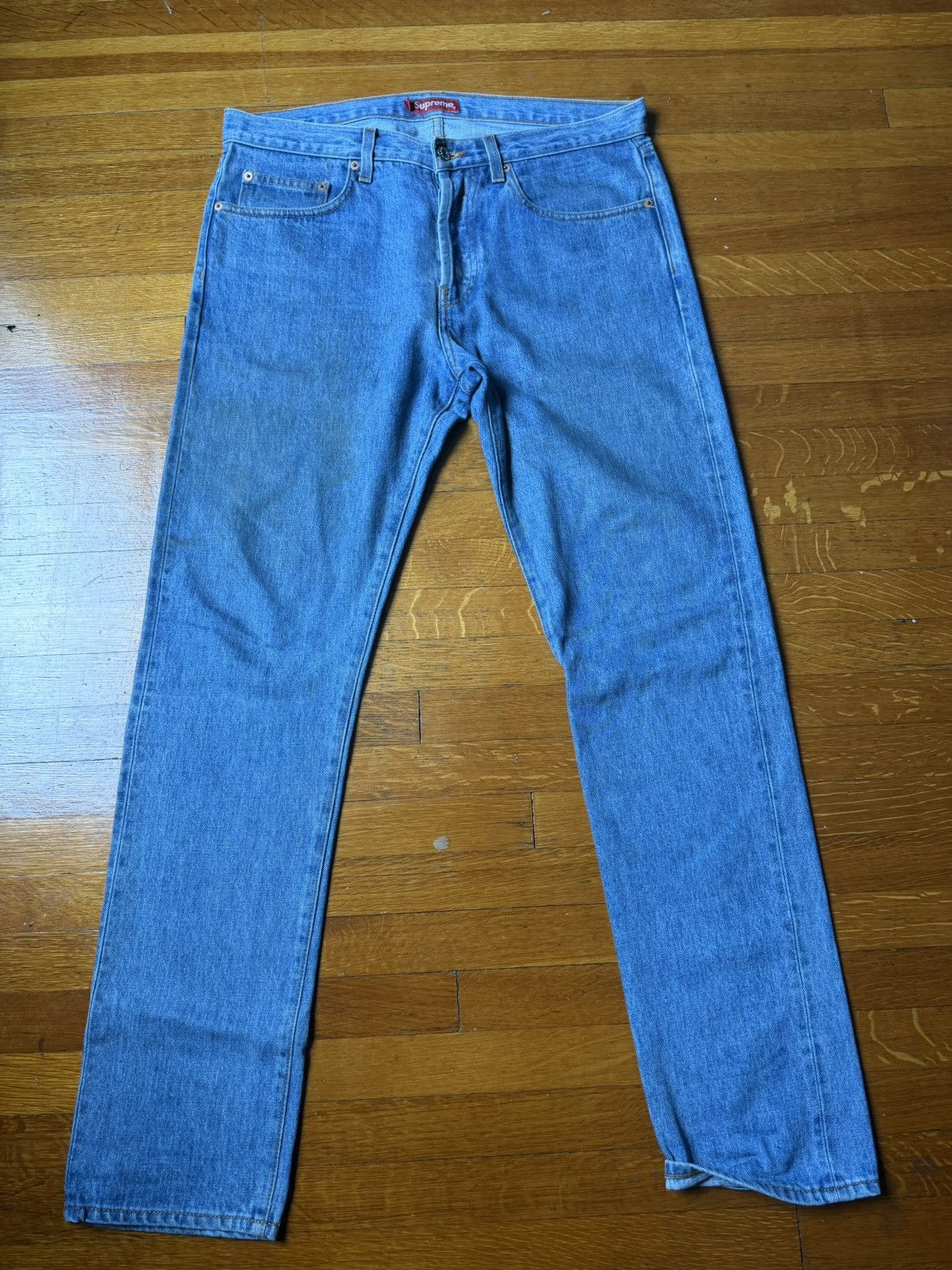 Supreme SUPREME WASHED BLUE REGULAR JEANS | Grailed