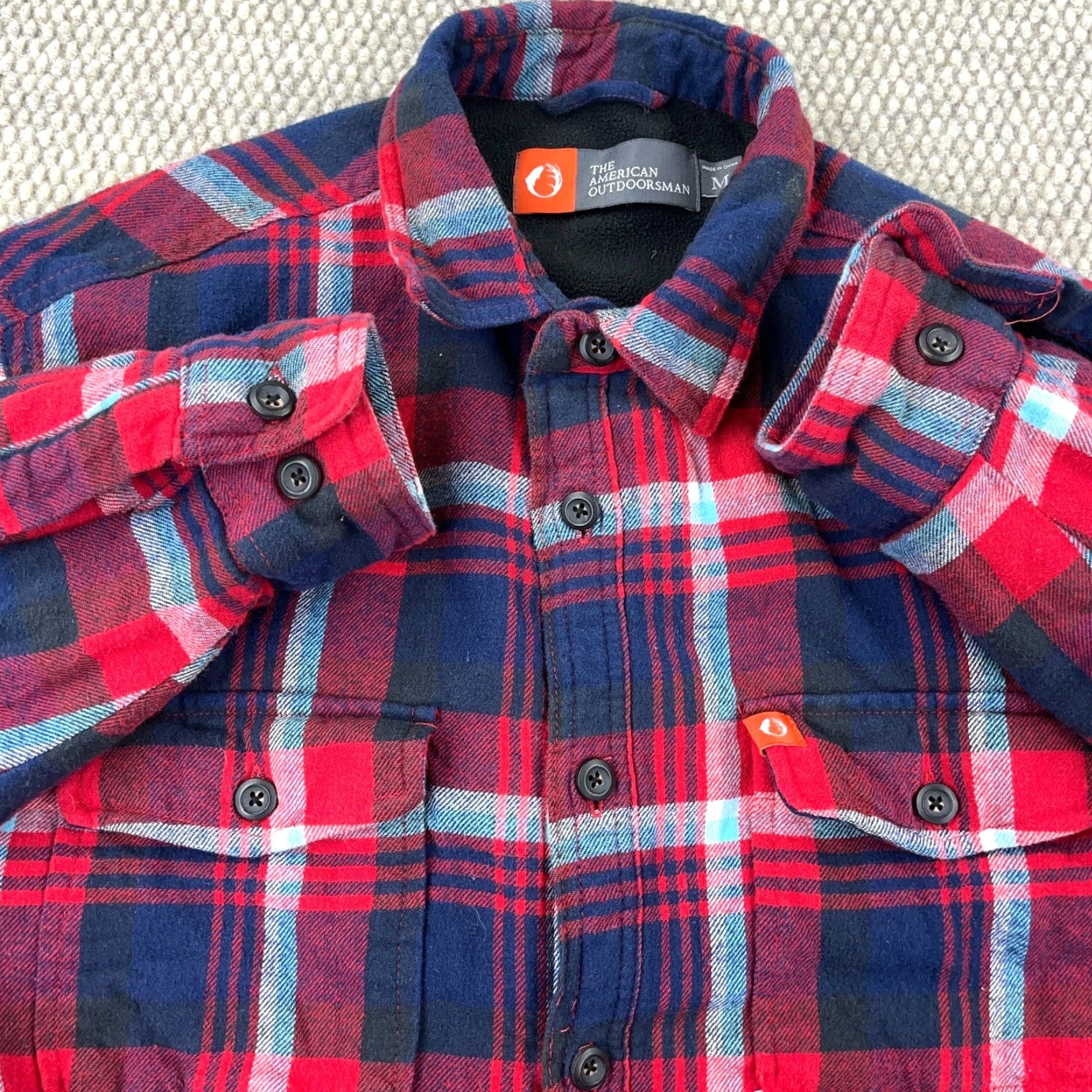 Vintage American Outdoorsman Shacket Shirt Jacket Men Medium Red Plaid Flannel Fleece Lined Size US M / EU 48-50 / 2 - 2 Thumbnail