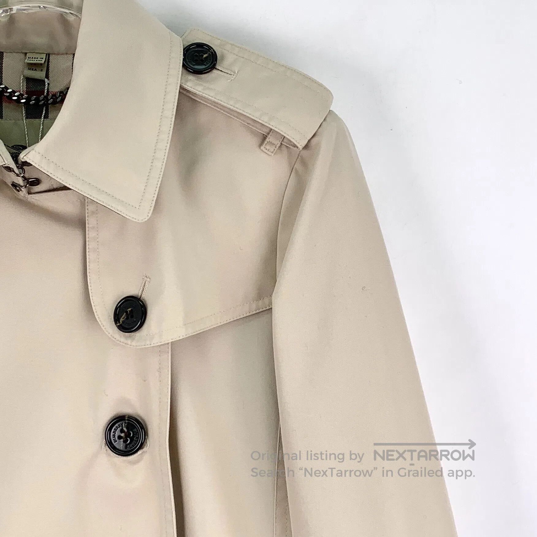 Burberry Burberry Khaki cotton collar double-breasted long-sleeve b Size XS / US 0-2 / IT 36-38 - 3 Thumbnail