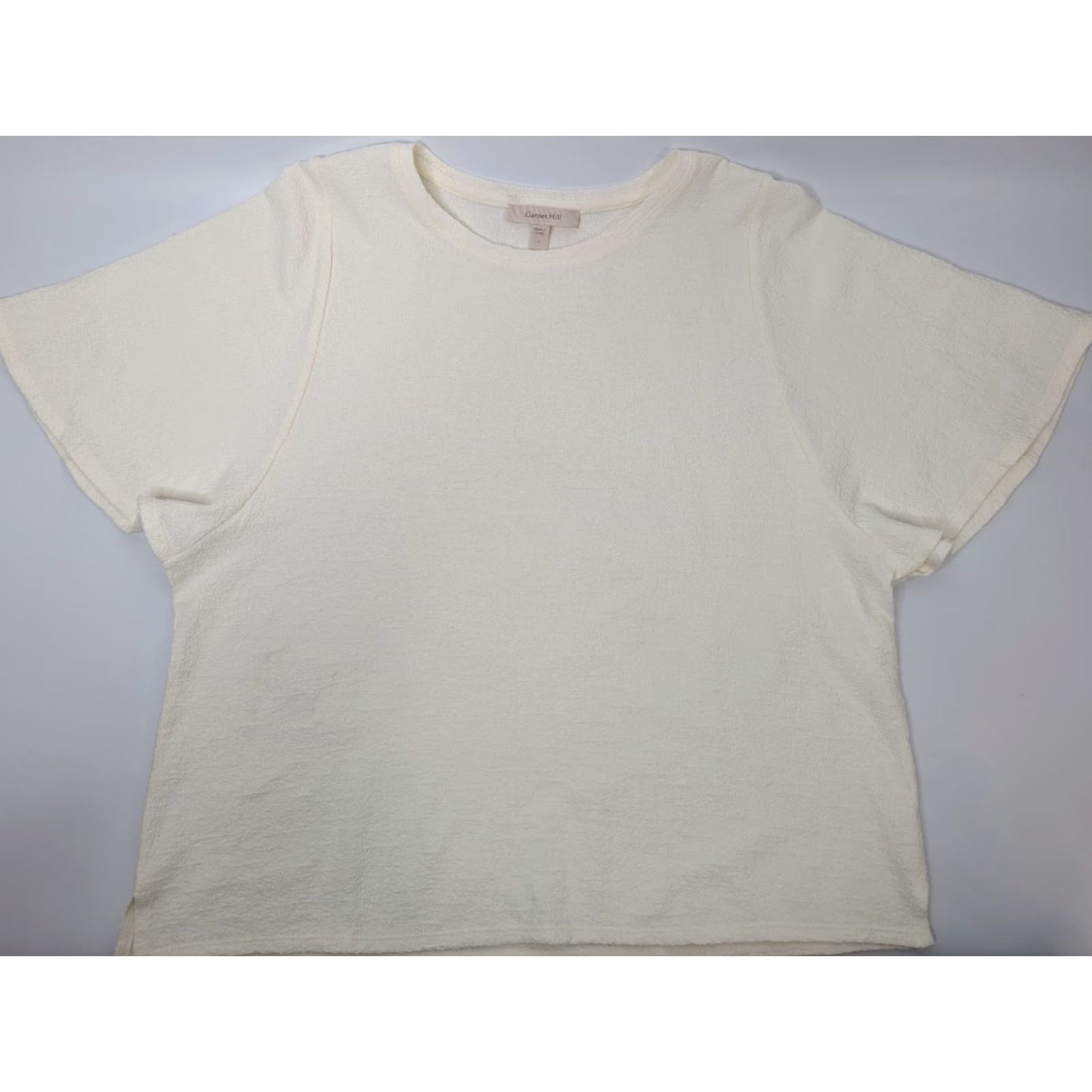 Vintage Garnet Hill Ivory Womens Blouse Shirt L Top Size Large Flutter Short Sleeve Cotton Size L / US 10 / IT 46 - 5 Thumbnail