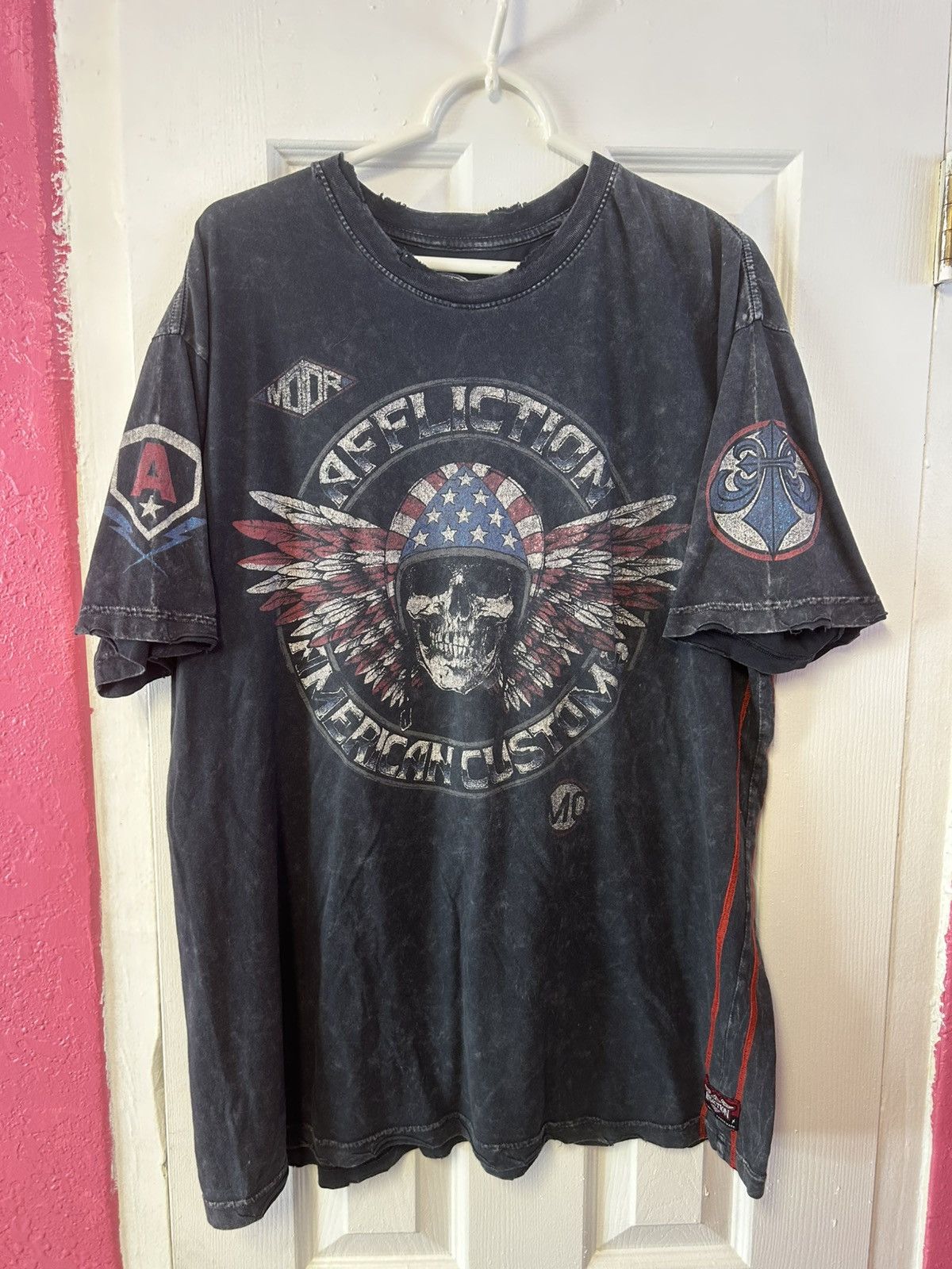 Affliction Affliction MC Skull Captain America Graphic Tshirt Size US XXL / EU 58 / 5 - 2 Thumbnail