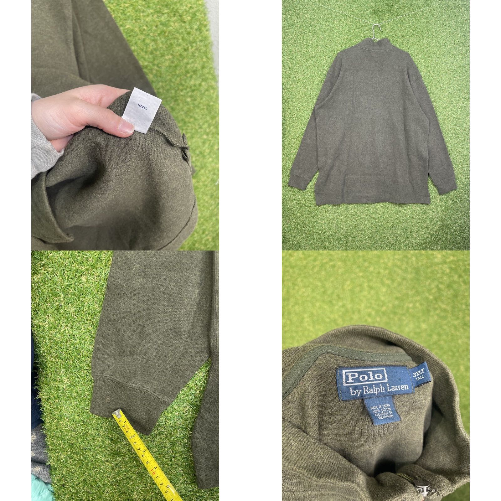 Polo Ralph Lauren VINTAGE Polo Ralph Lauren Sweater Shirt Mens 3XL Tall Green 1/4 Zip Pony Embroidered Logo Cardigan 90s Classic Polo Bear Mens Size US XXL / EU 58 / 5 - 8 Thumbnail