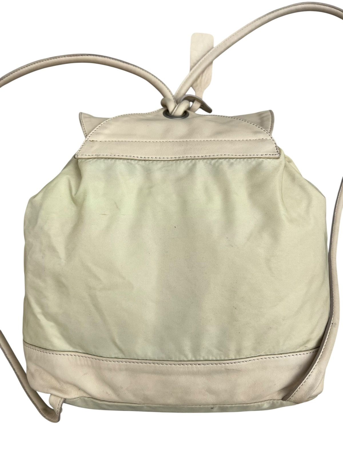 Leather Vintage MaxMara Scratches Patina Leather Nylon Backpack Size ONE SIZE - 12 Thumbnail