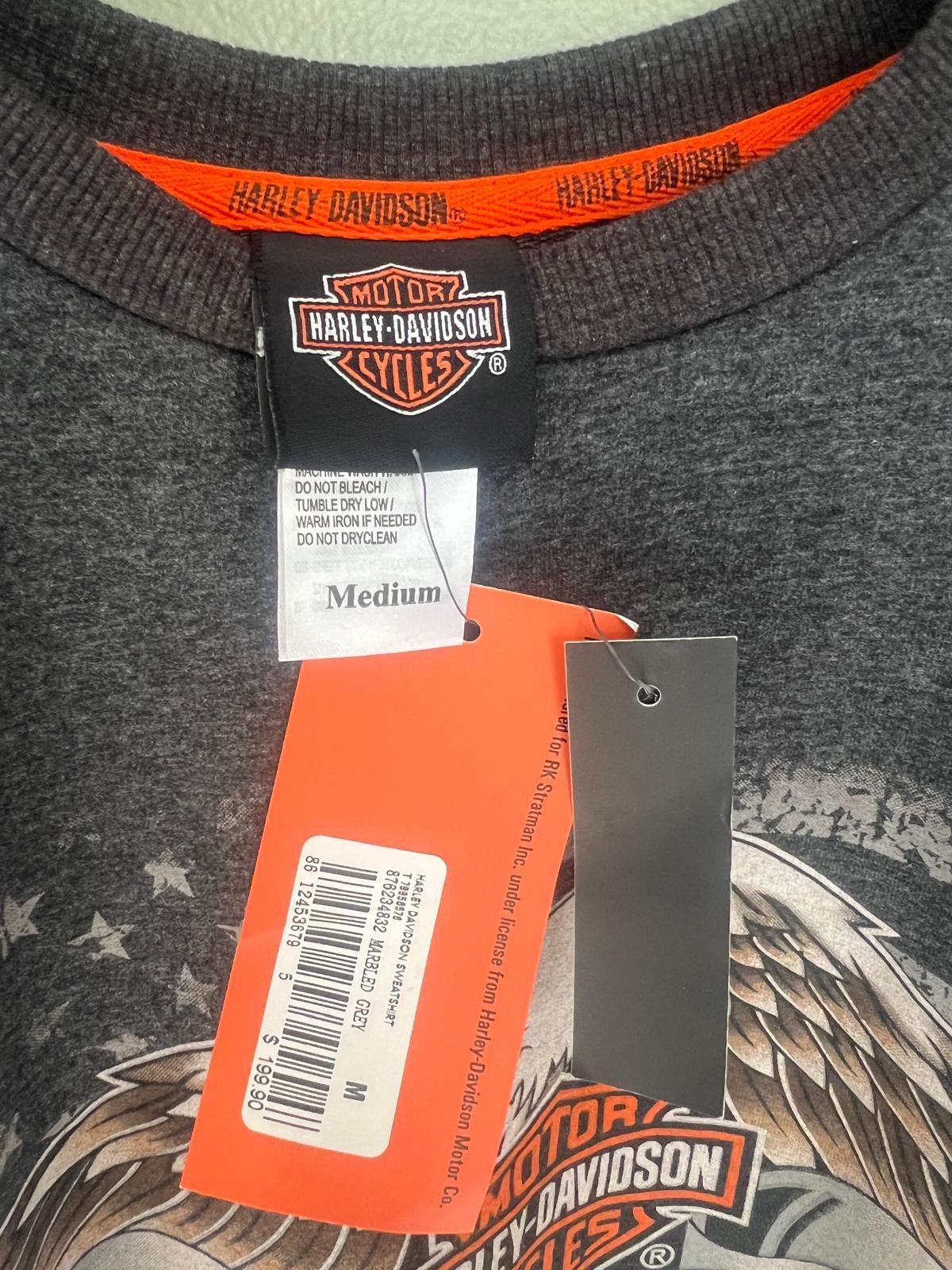 Harley Davidson × Vintage Vintag Harley Davidson HD Marbled Grey Sweatshirt Size US M / EU 48-50 / 2 - 2 Thumbnail