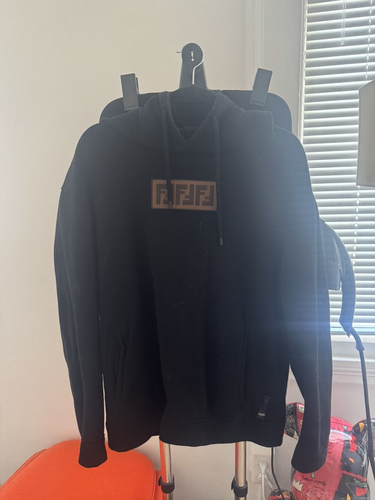 Fendi Fendi Black Hoodie with Brown Logo Size US L / EU 52-54 / 3 - 2 Thumbnail