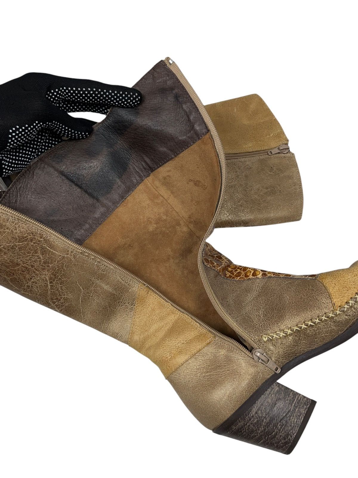 Cowboy Equipment Vintage Patchwork Leather Cowboy Boots Margiela Style Size US 9 / IT 39 - 8 Thumbnail