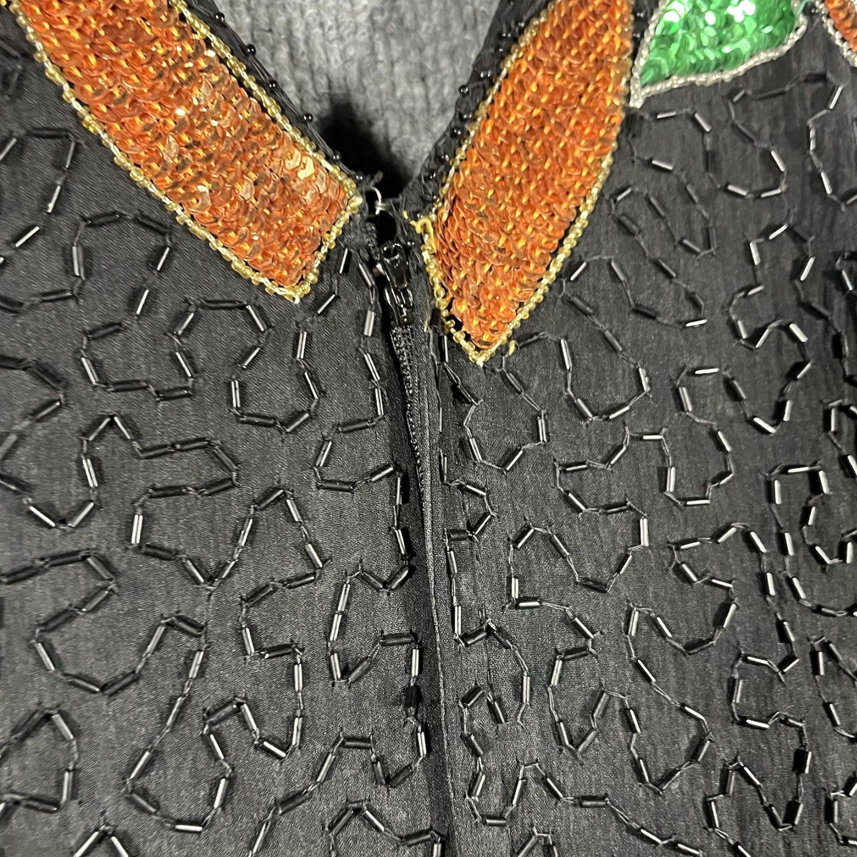 Altea VINTAGE 1980s Stenay Cocktail Dress 100% Silk Beaded Sequin Teal Black Size 14 Women's Eveningwear Size XL / US 12-14 / IT 48-50 - 6 Thumbnail