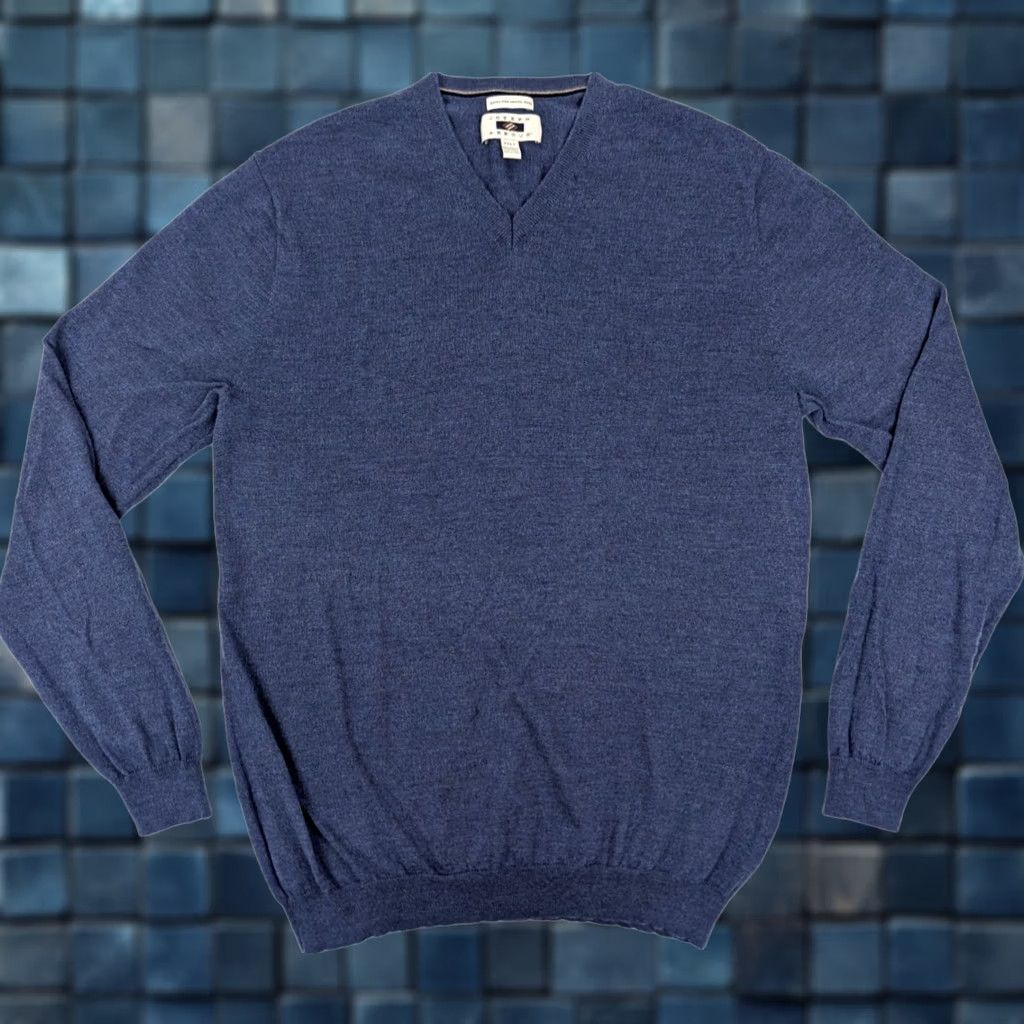 Joseph Abboud Joseph Abboud 100% Extra Fine Merino Wool V-Neck Sweater Men 2XLT Blue LS Size US XXL / EU 58 / 5 - 1 Thumbnail