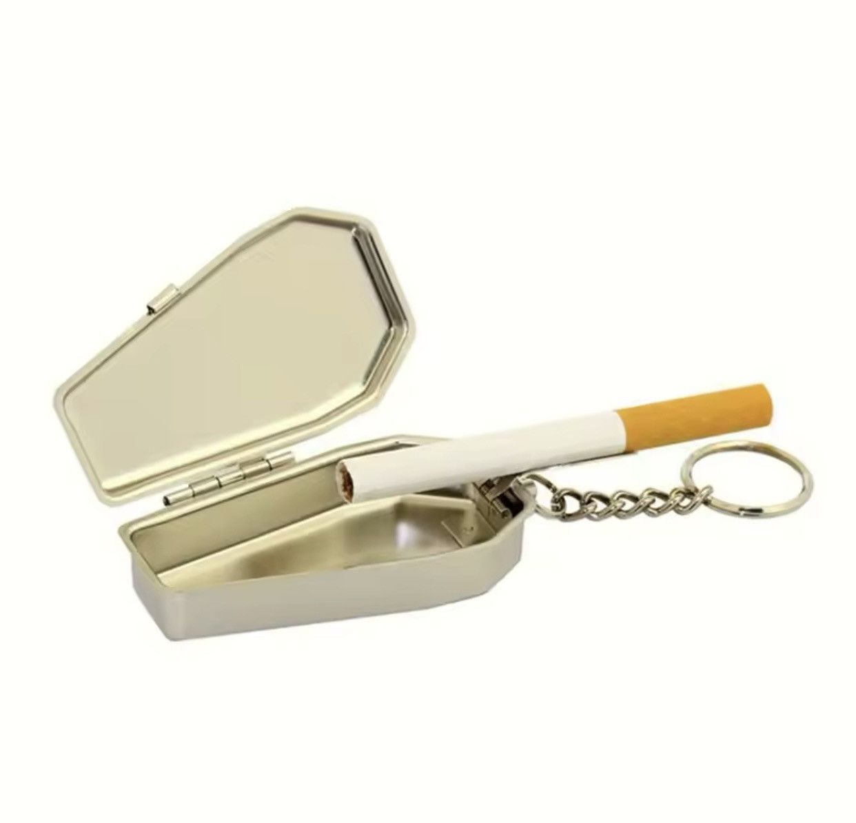 Vintage Mini Casket Ashtray with Keychain Stylish Windproof Metal Size ONE SIZE - 2 Thumbnail