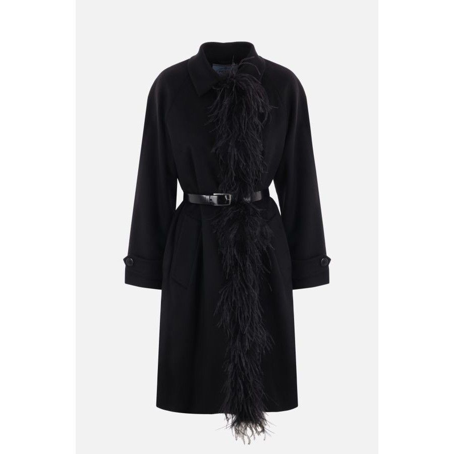Prada PRADA Black Cashmere Single-Breasted Coat New & Authentic (W Size M / US 6-8 / IT 42-44 - 1 Thumbnail